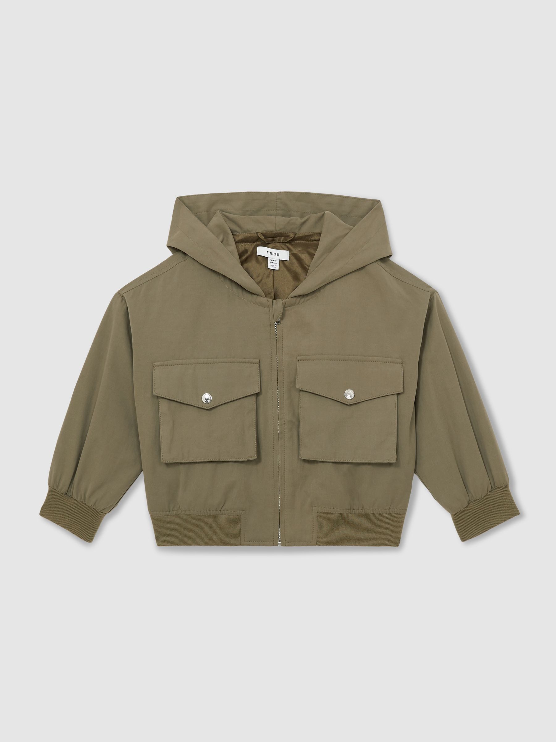 9-13 yrs Hooded Utility Bomber Jacket in Khaki