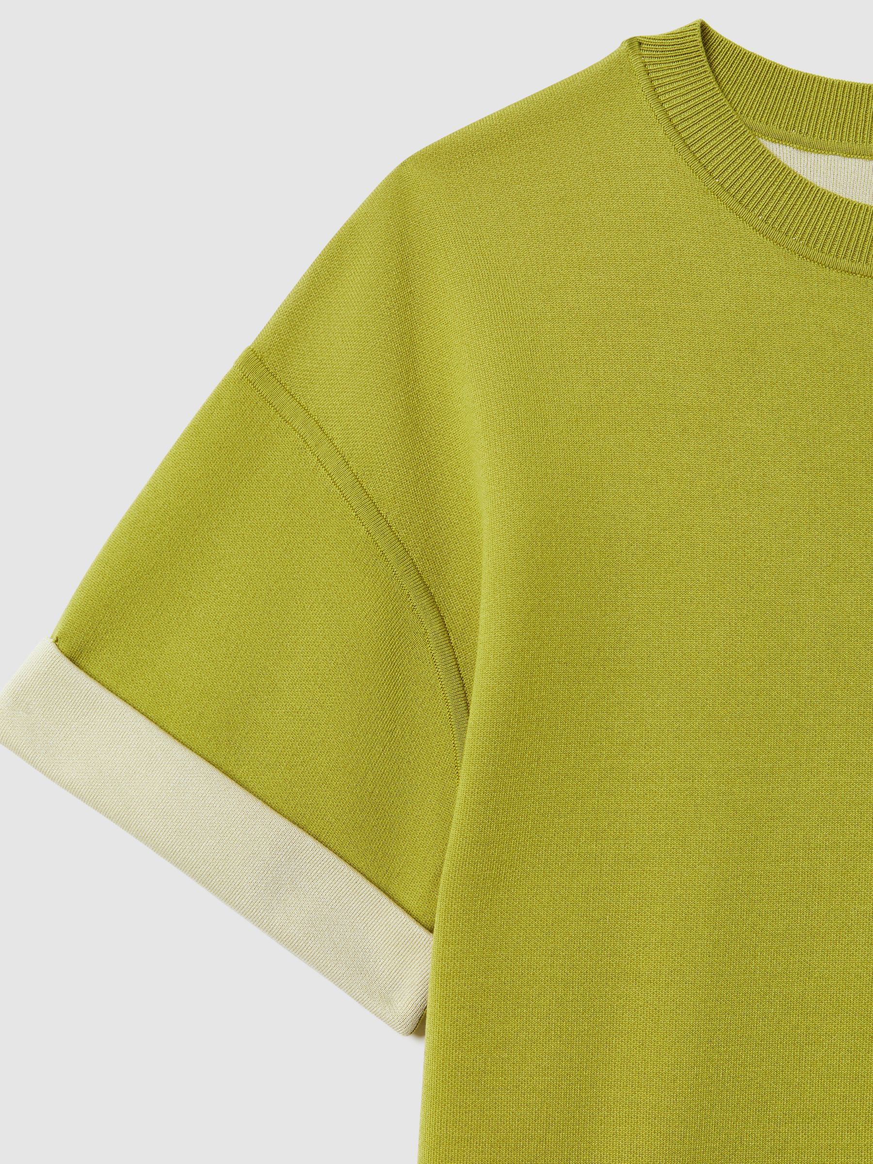 Atelier Knitted Silk Blend Top with Cashmere in Green