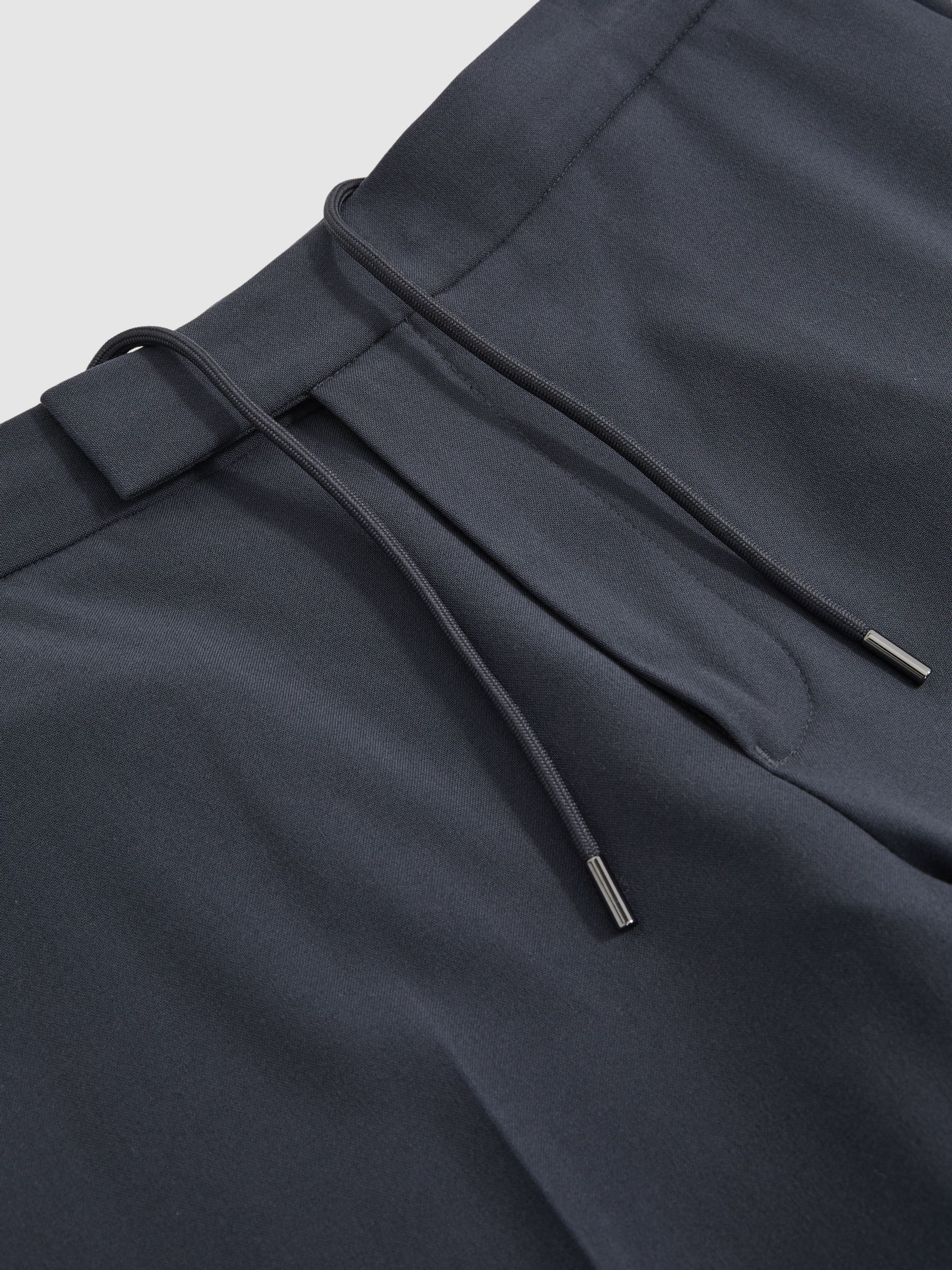 Stretch Slim Fit Drawstring Trousers in Airforce Blue