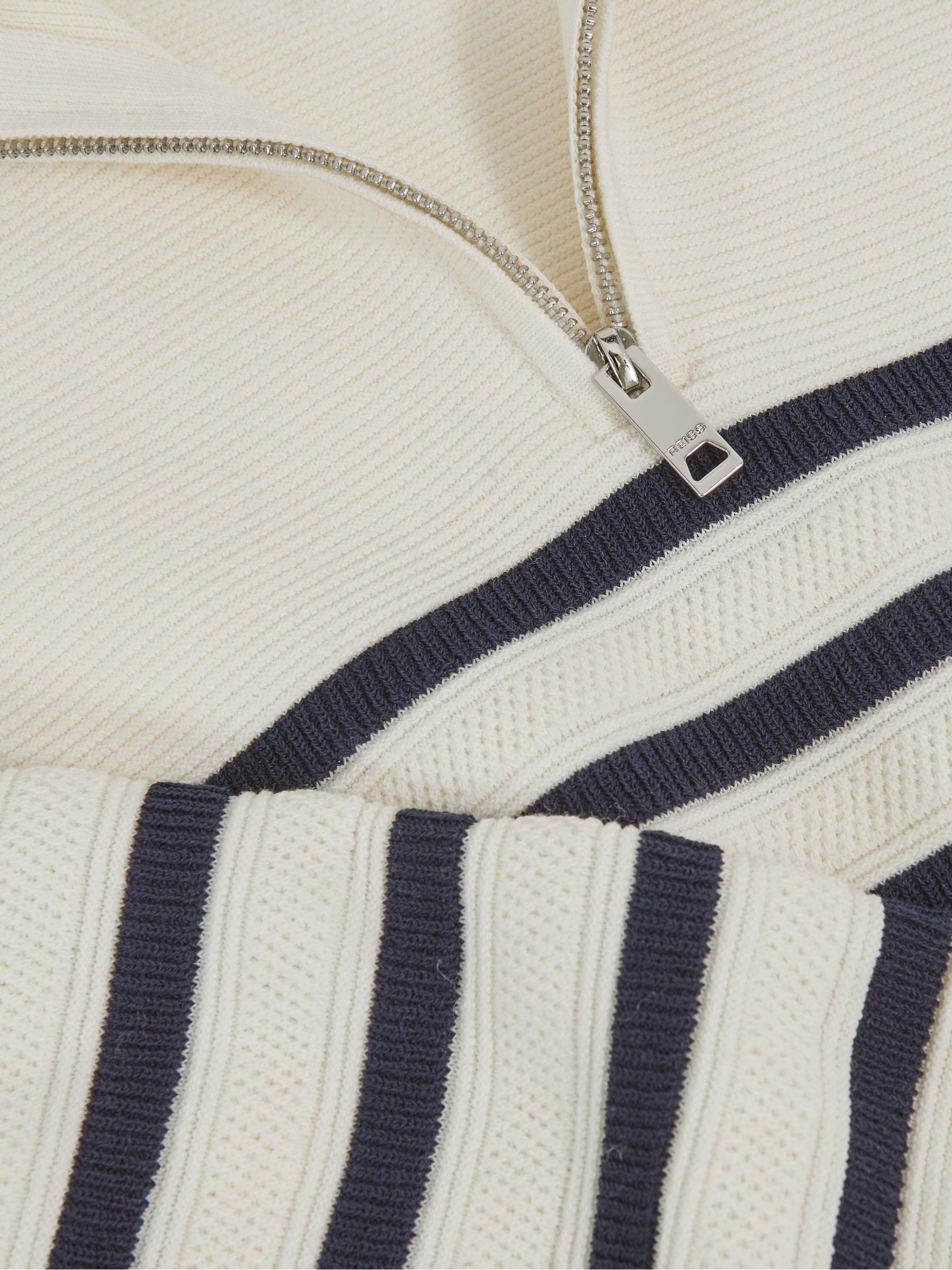 3-9 yrs Cotton-Blend Stripe Half-Zip Jumper in White