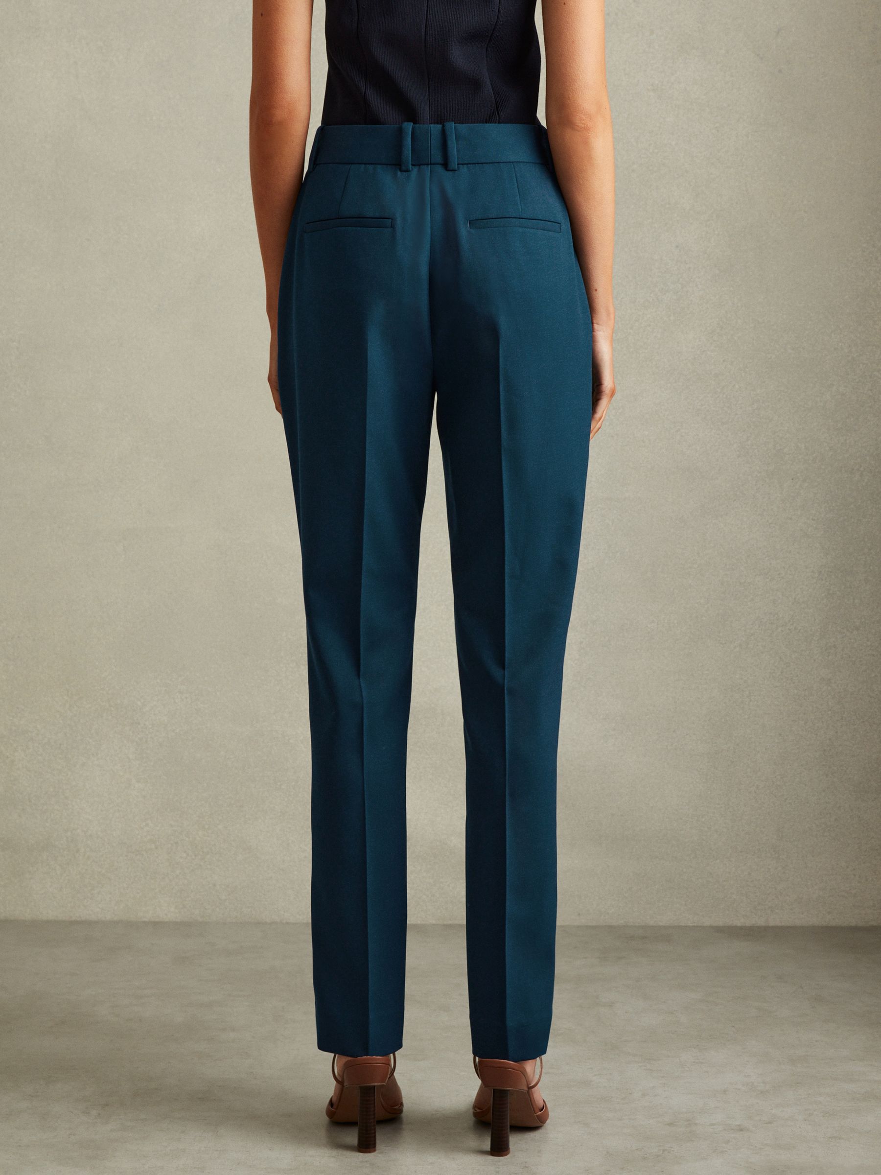 Slim Fit Wool Blend Suit Trousers in Teal
