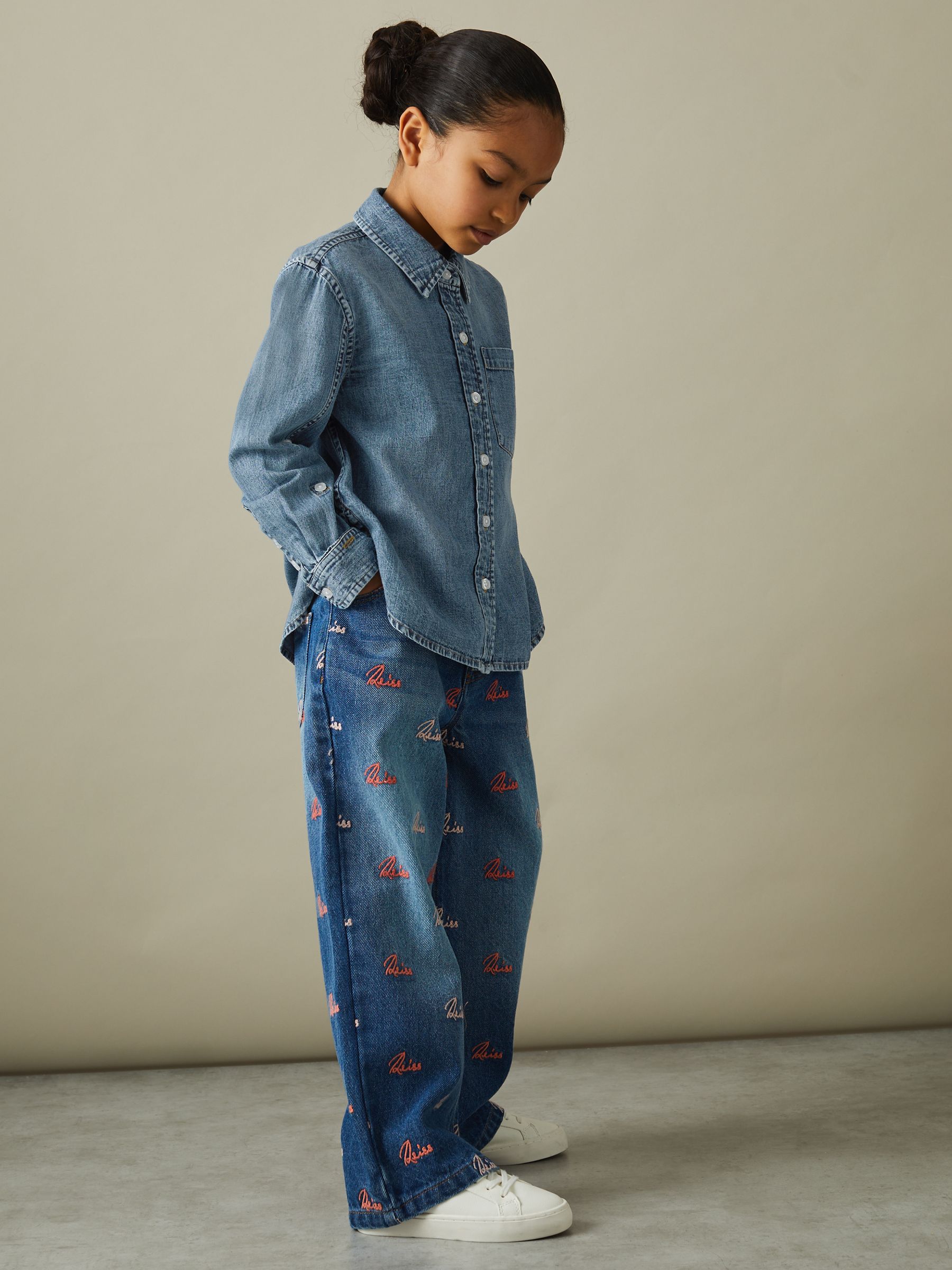 9-13 yrs Denim Button-Through Shirt in Blue