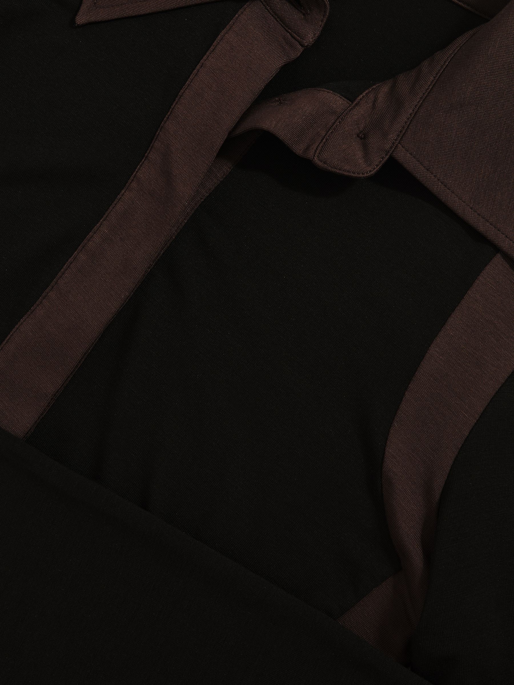 Jersey Colour-Block Collared Shirt in Black/Chocolate Brown