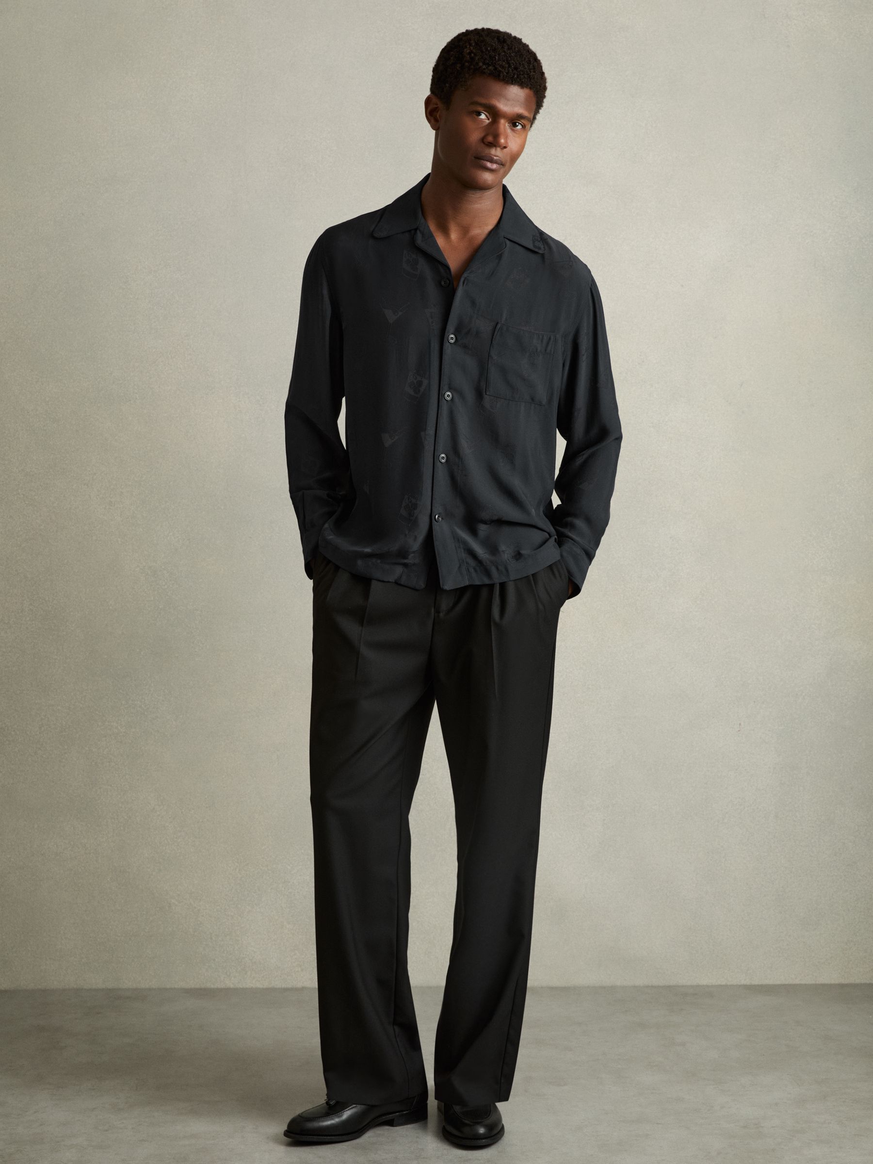 Cocktail-Jacquard Faille Shirt in Navy