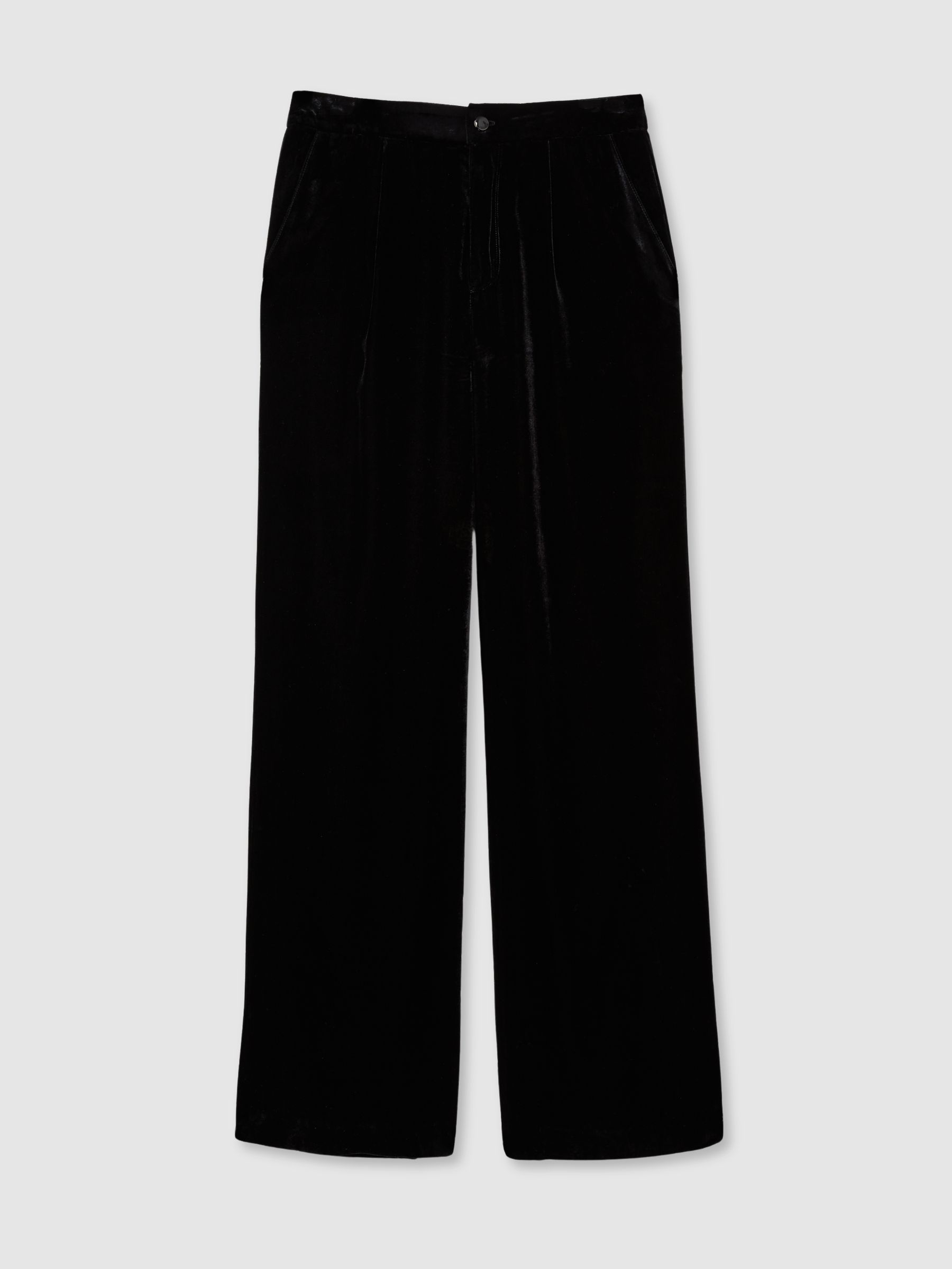 Paige Velvet Wide-Leg Trousers in Black