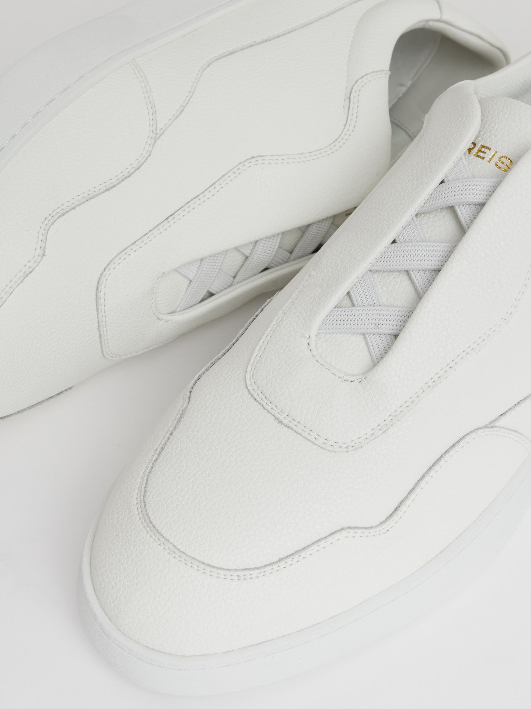 Leather Elasticated-Lace Trainers in White