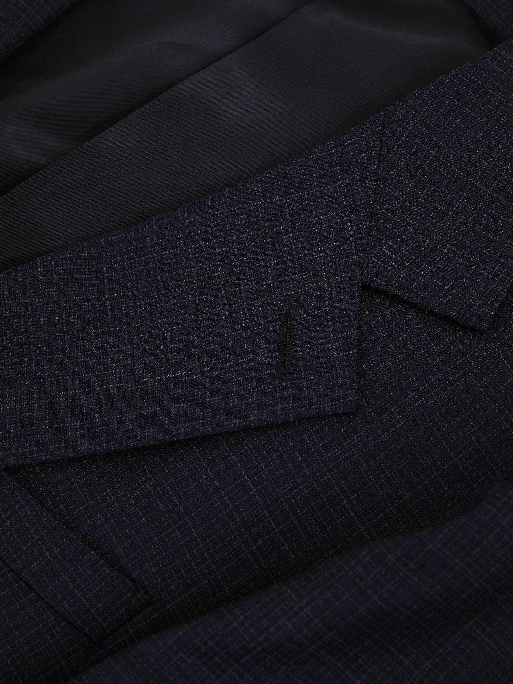 Slim-Fit Single-Breasted Textured Wool-Blend Suit Blazer in Navy
