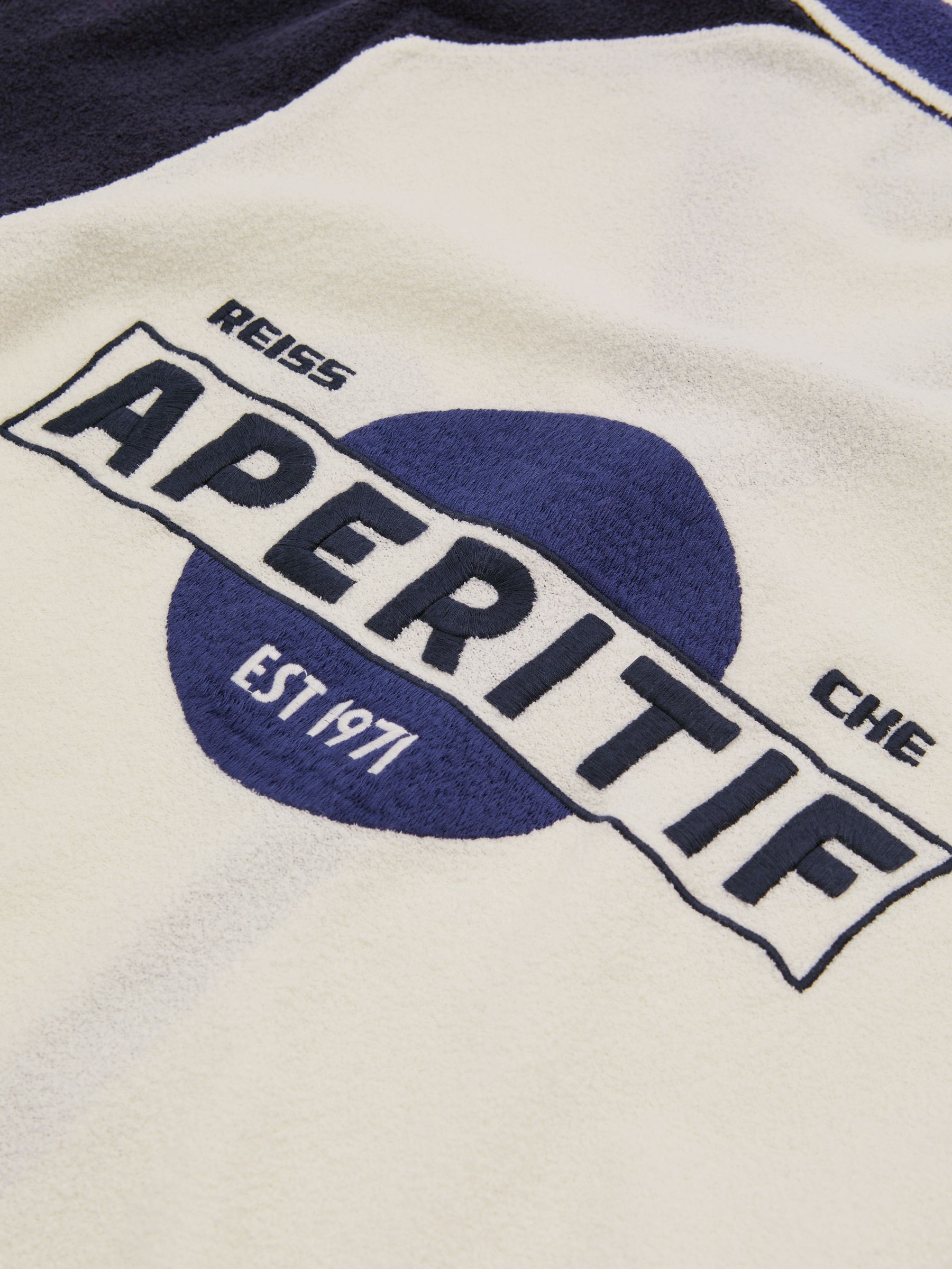 Reiss | Ché Towelling Cuban Collar Shirt in White/Blue