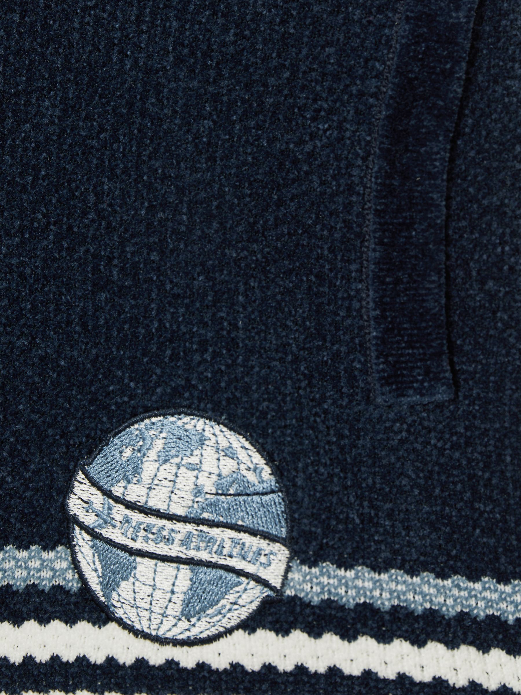 3-9 yrs Chenille Airlines Embroidery Shorts in Navy/Airforce Blue/White