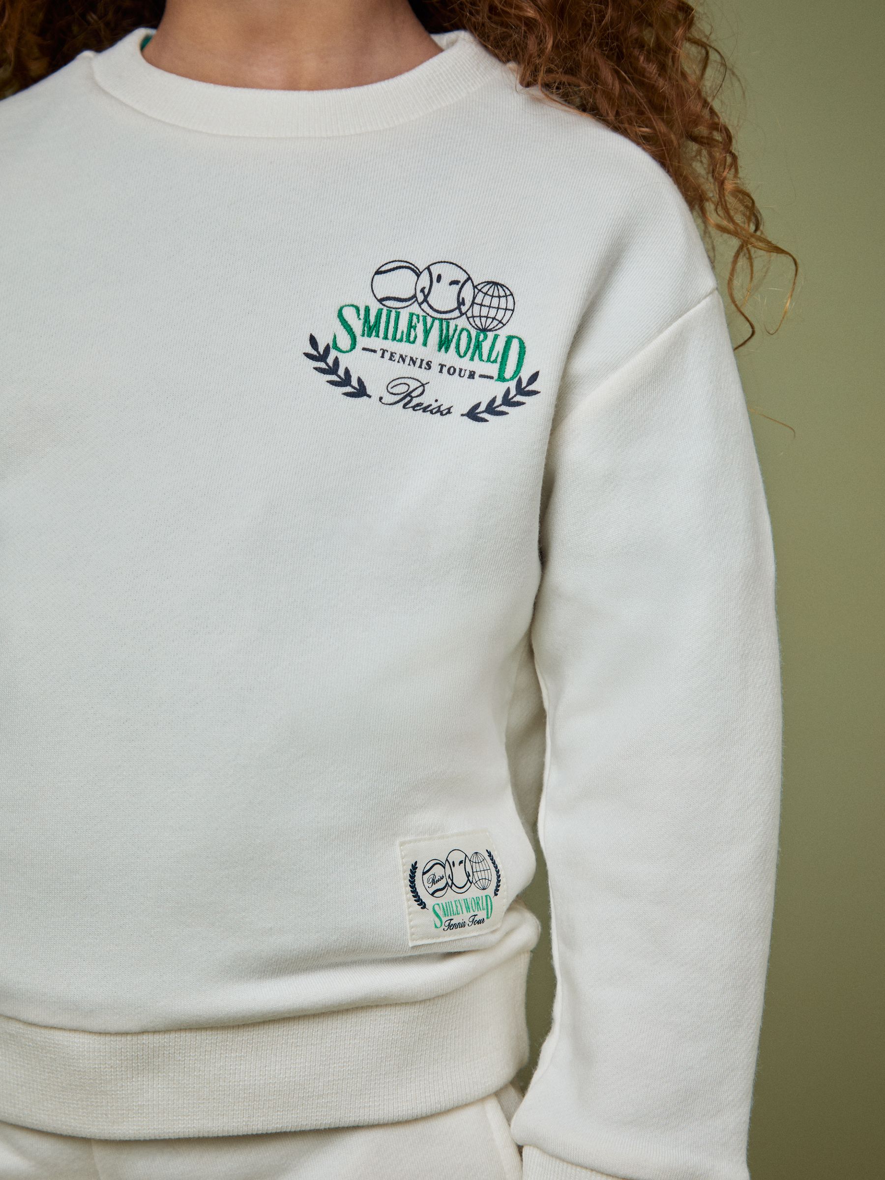 3-9 yrs SmileyWorld | Reiss Logo Sweatshirt Unisex Fit in White