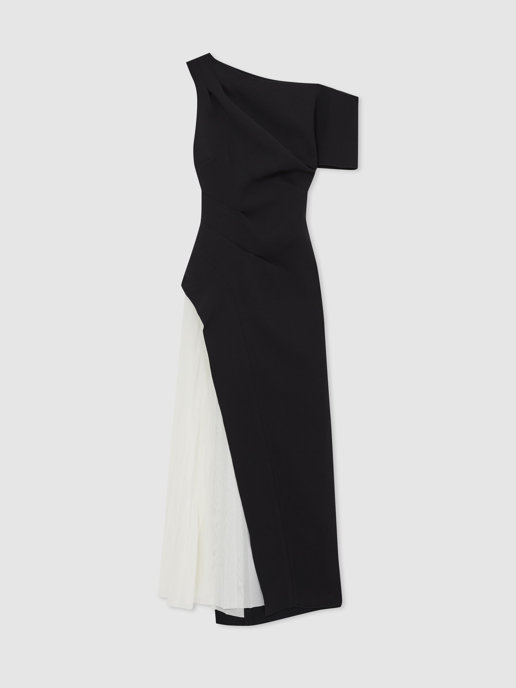 Sudden Midi Dress with Contrast Skirt in Black/Cream