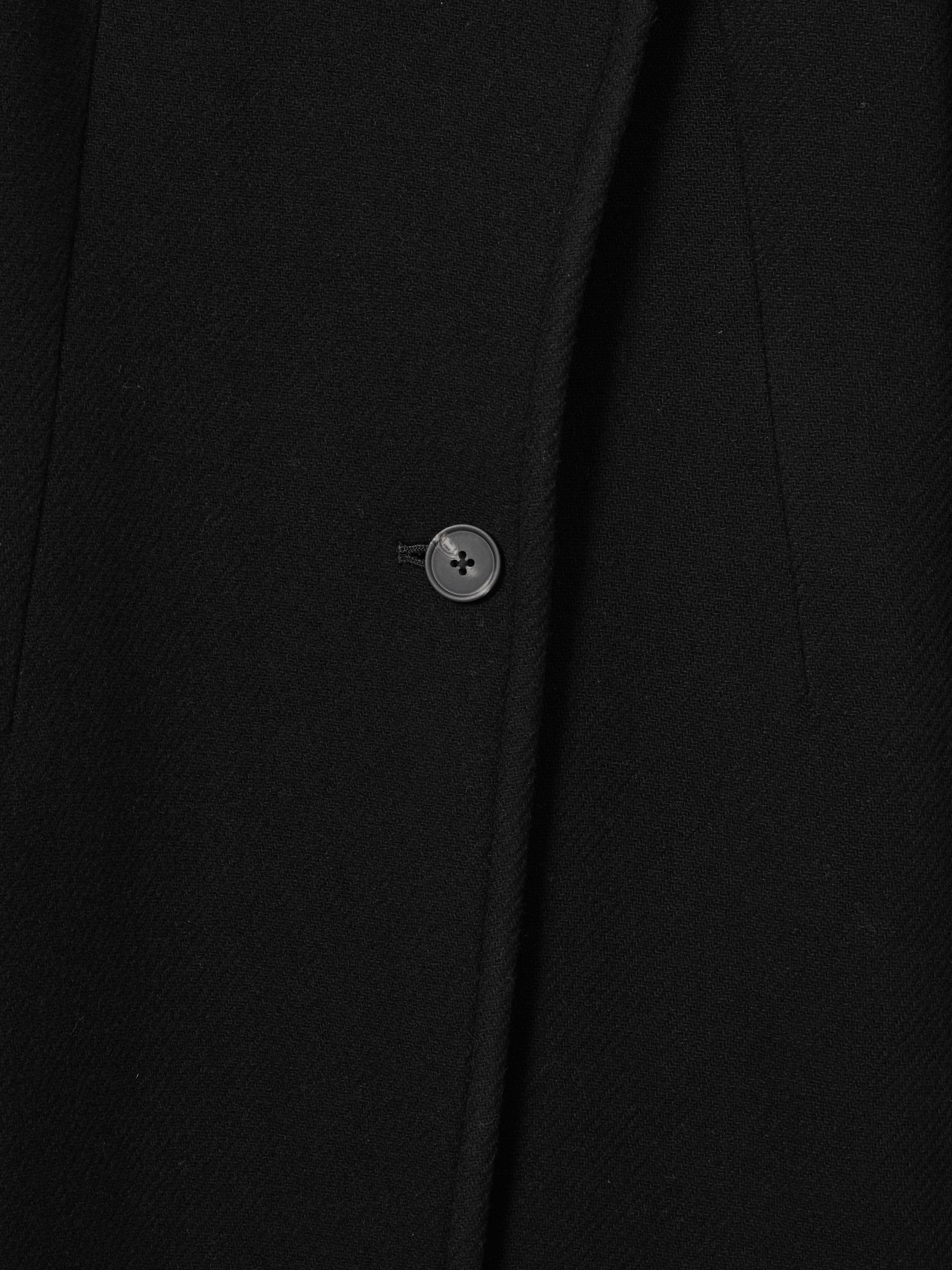 Wool-Blend Longline Double-Breasted Coat in Black