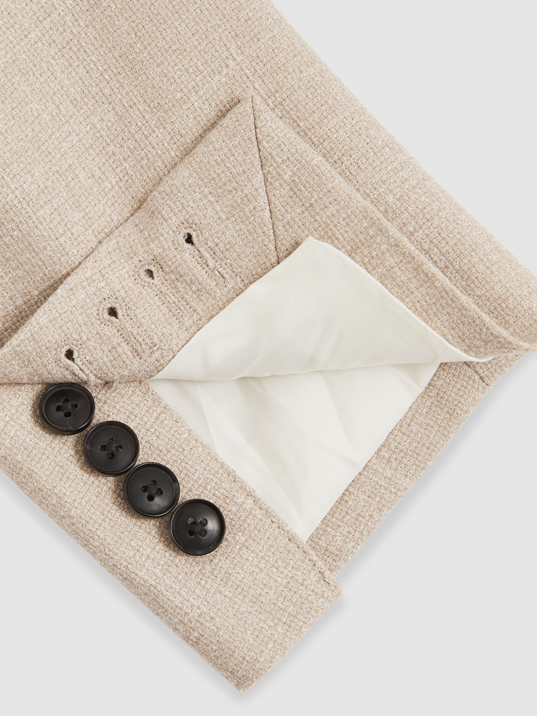 Slim-Fit Single-Breasted Wool-Blend Textured Blazer in Oatmeal