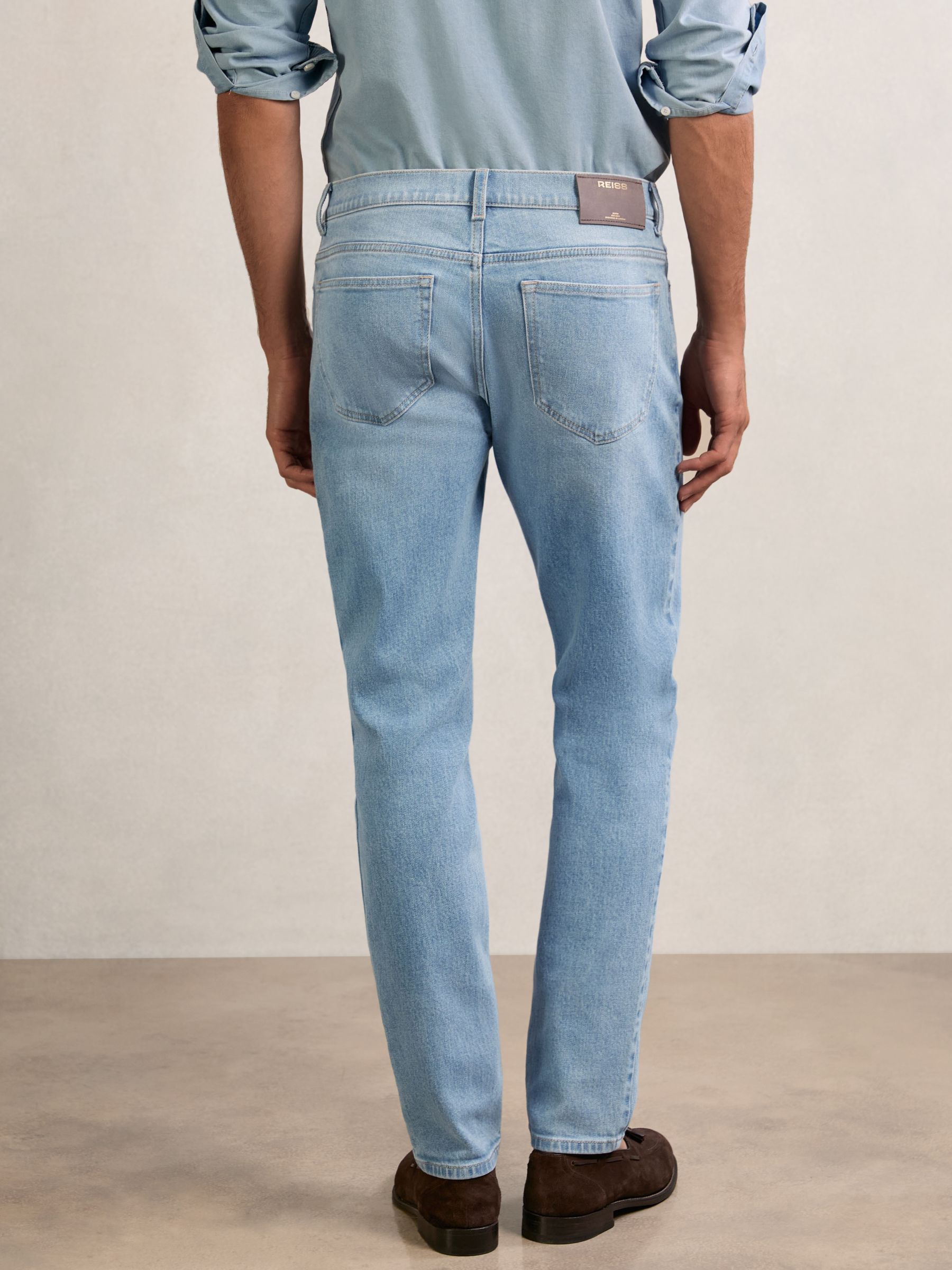 Cotton-Stretch Slim-Fit Jeans in Light Blue Wash