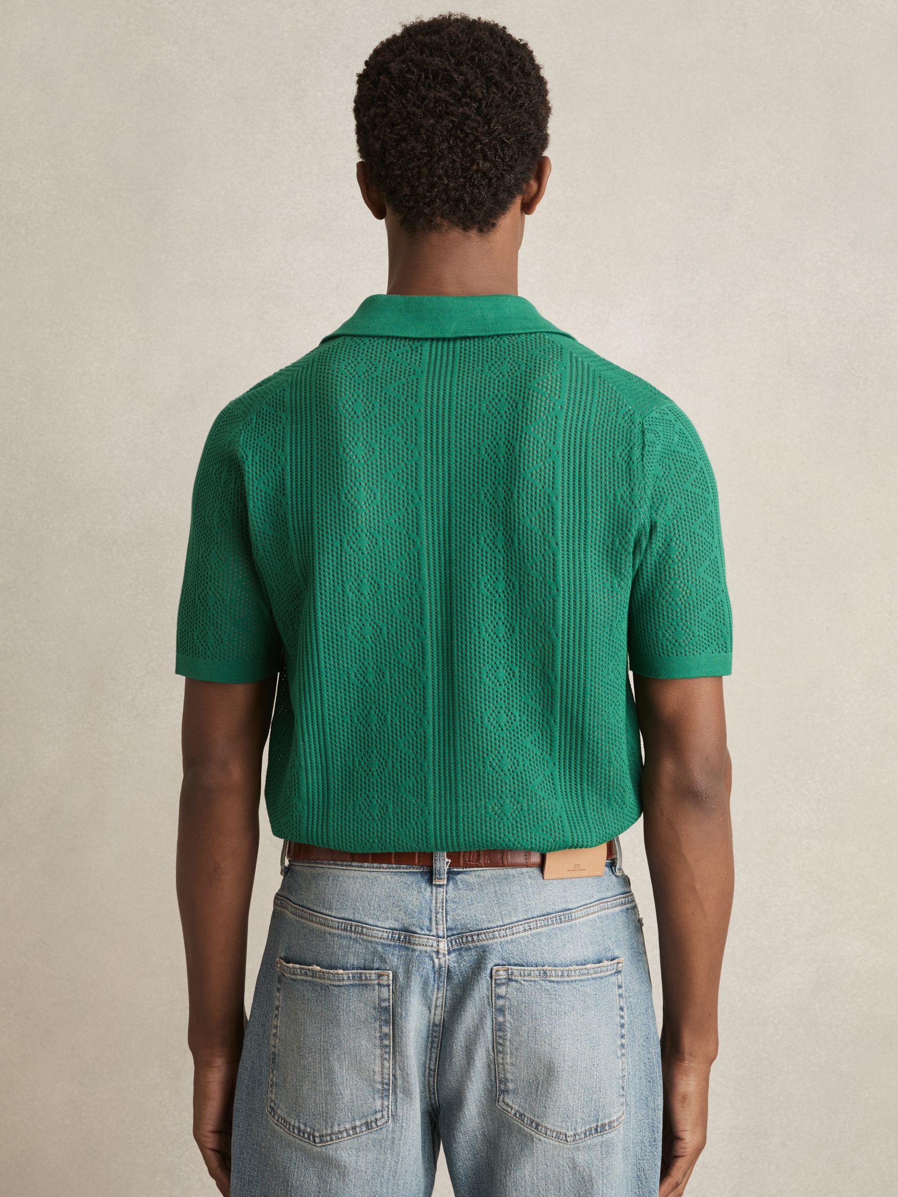 Textured-Knit Short-Sleeve Shirt in Bright Green
