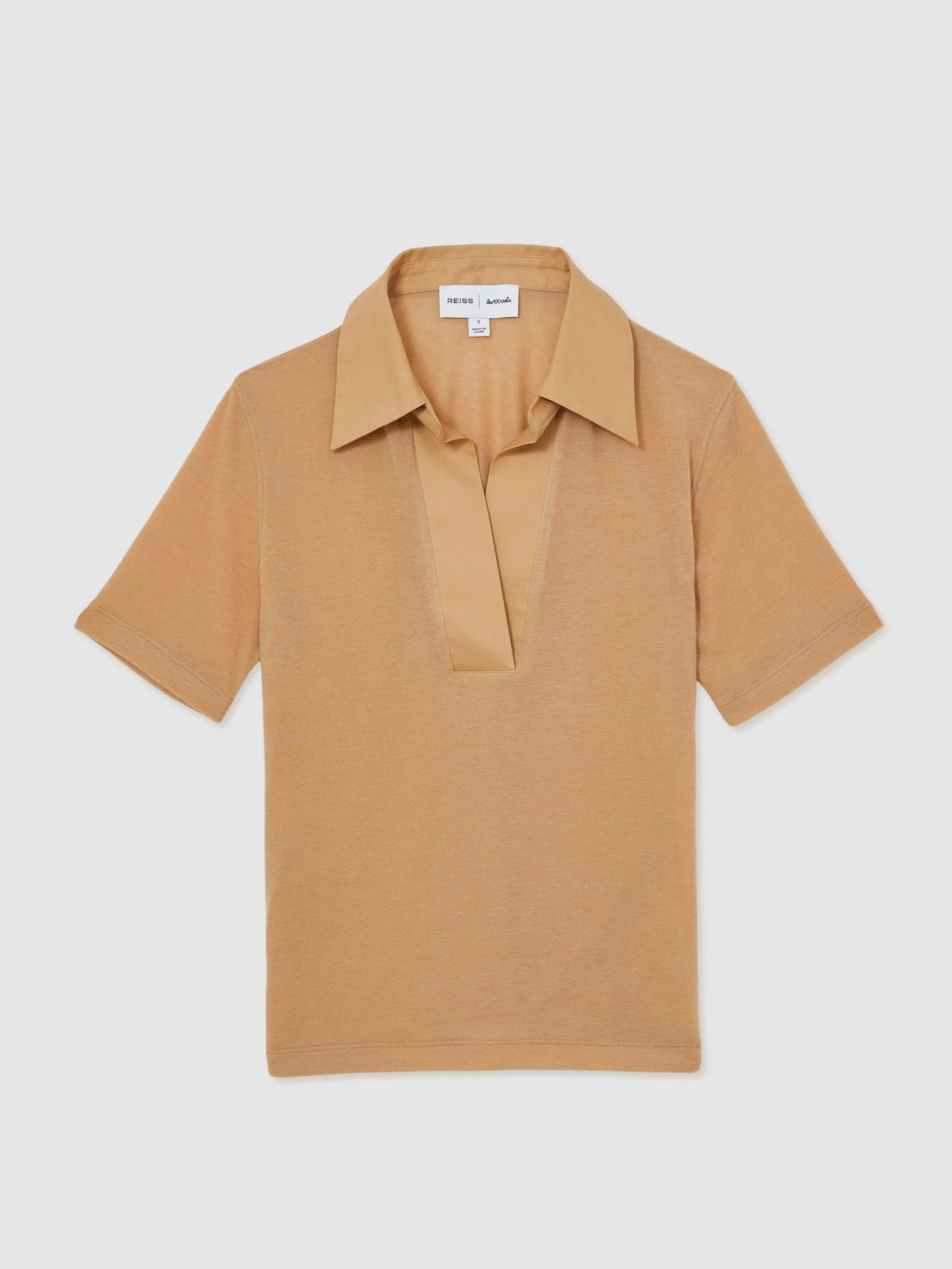 Reiss | Les 100 Ciels Polo Shirt With Cashmere in Tan