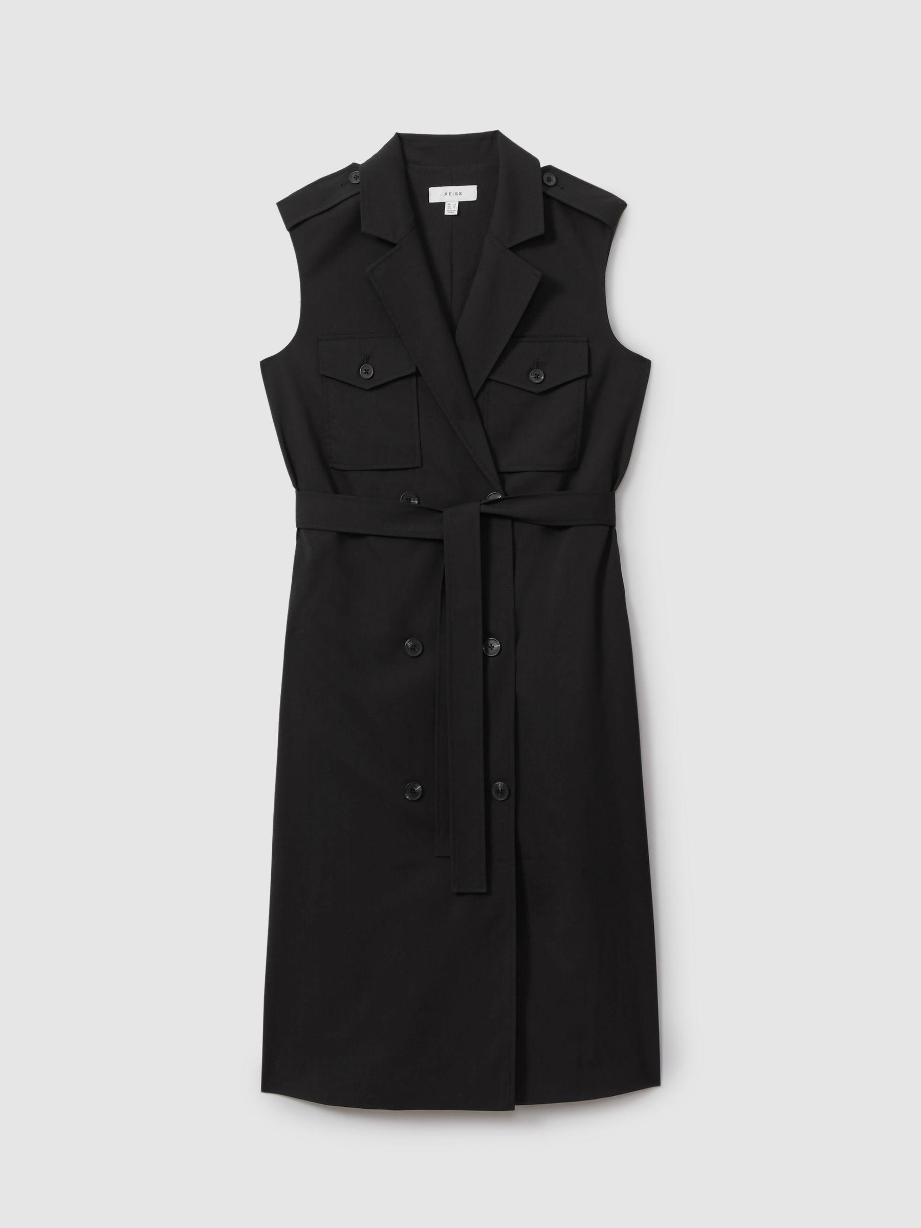 Petite Wool Blend Double Breasted Midi Dress in Black