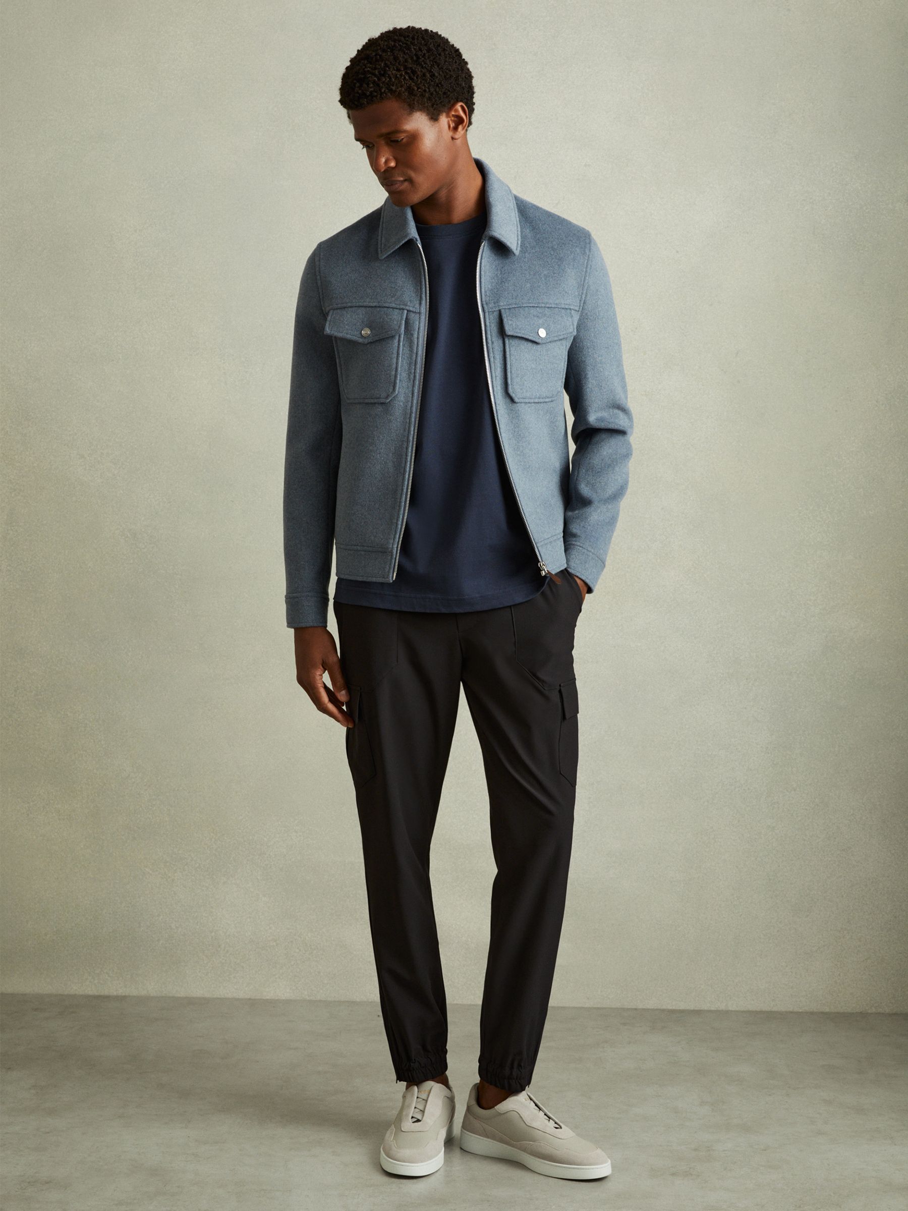 Elasticated Cargo Trousers in Black