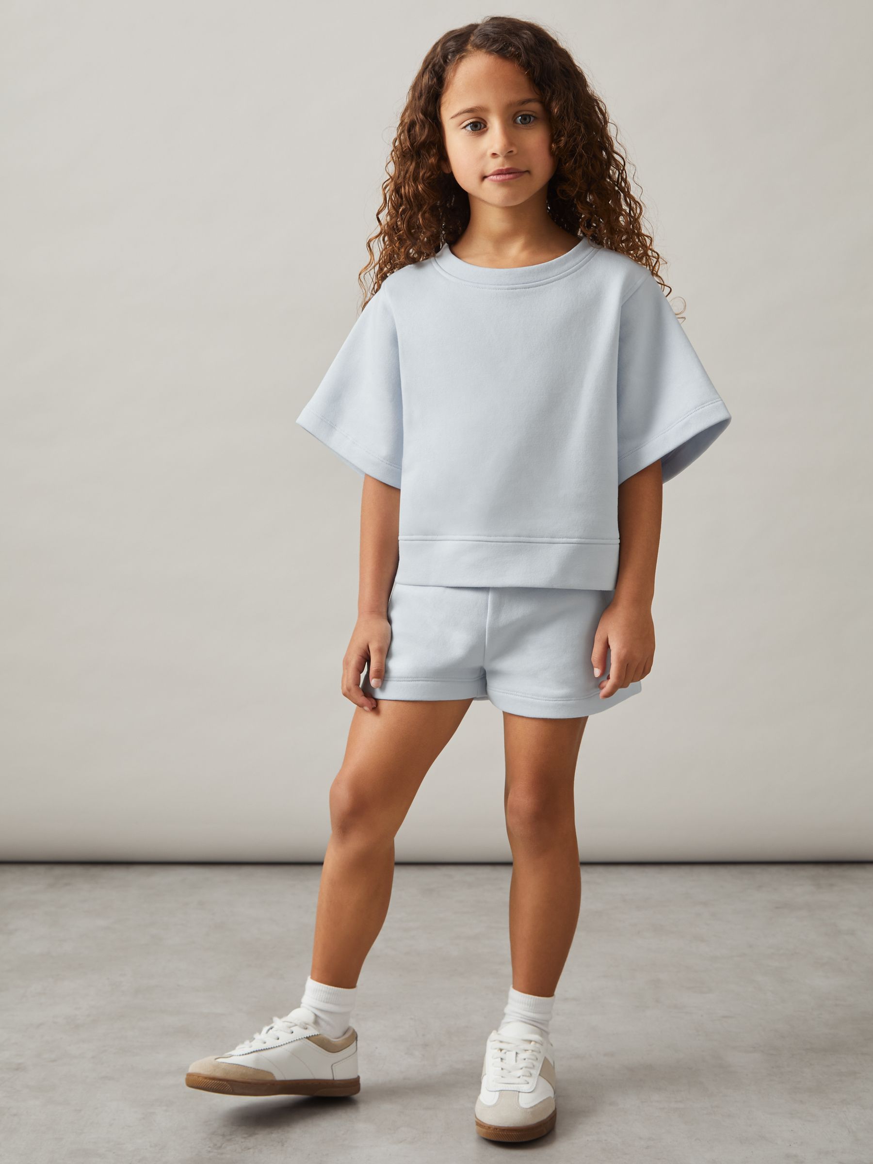 13-14 yrs Cotton-Blend Sweatshirt And Shorts Set in Blue