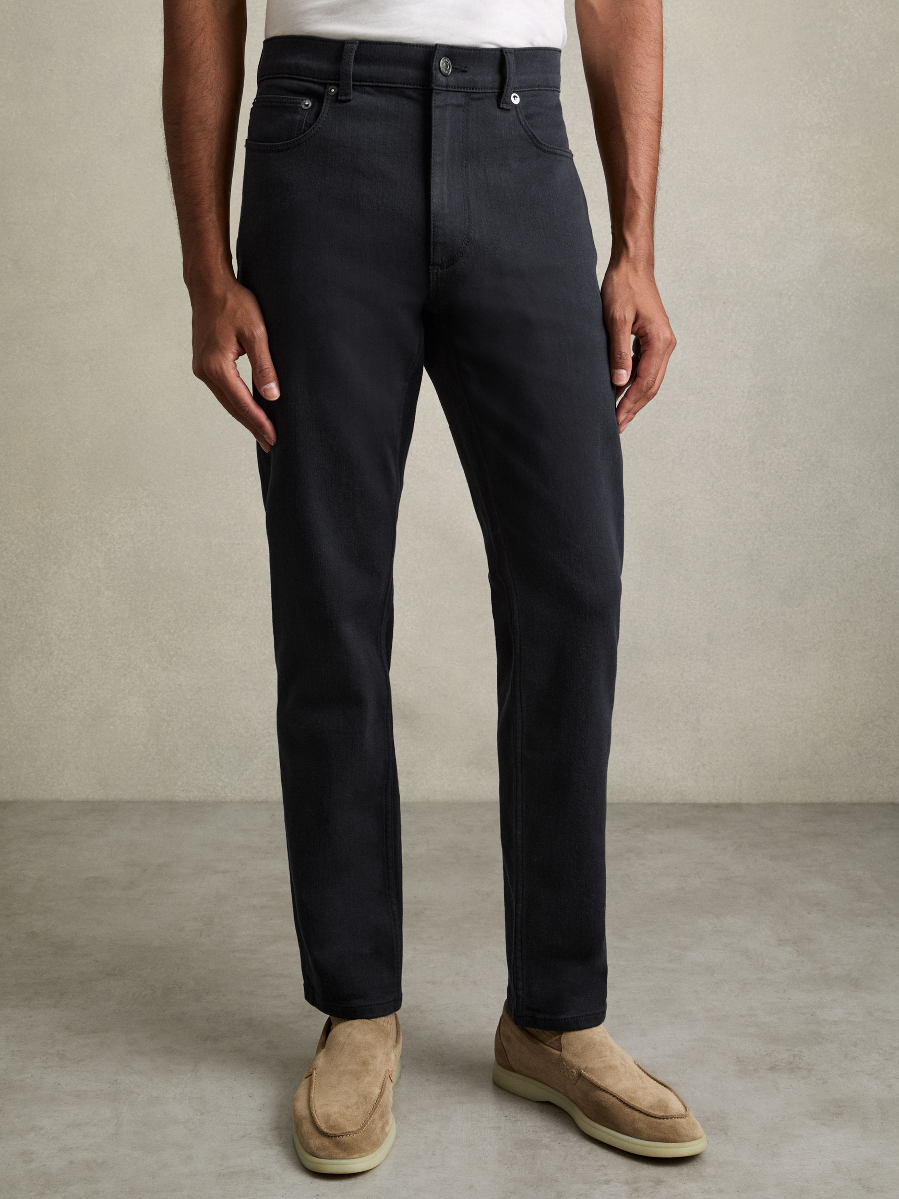 Cotton-Stretch Slim-Fit Jeans in Navy