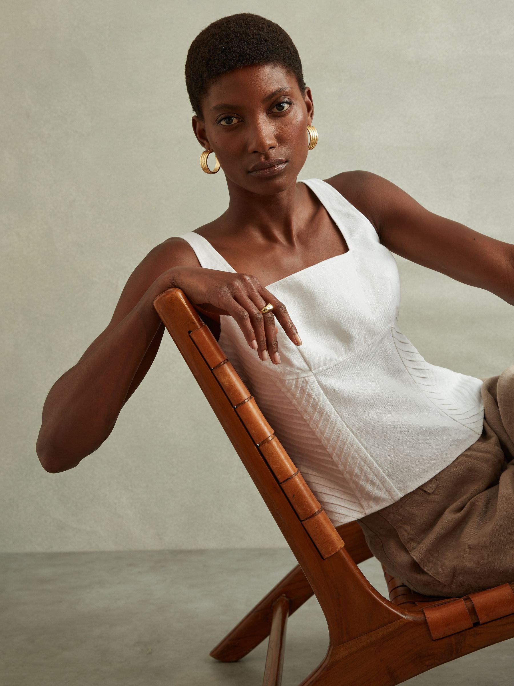 Linen Corset Vest in Cream