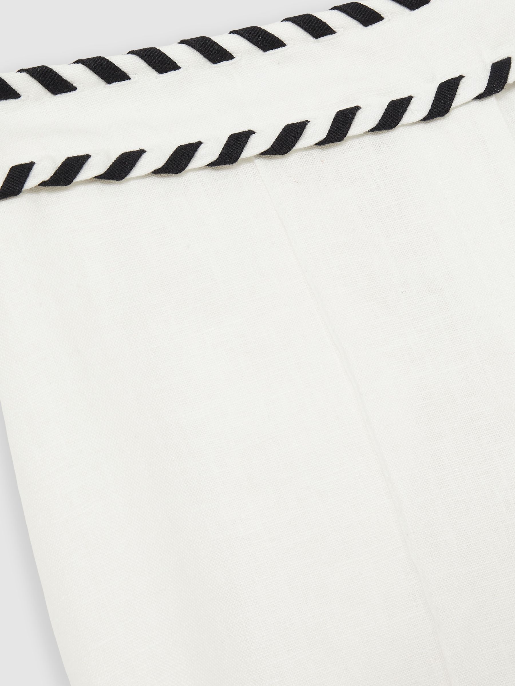 Petite Linen Wide-Leg Whipstitch Trousers in White