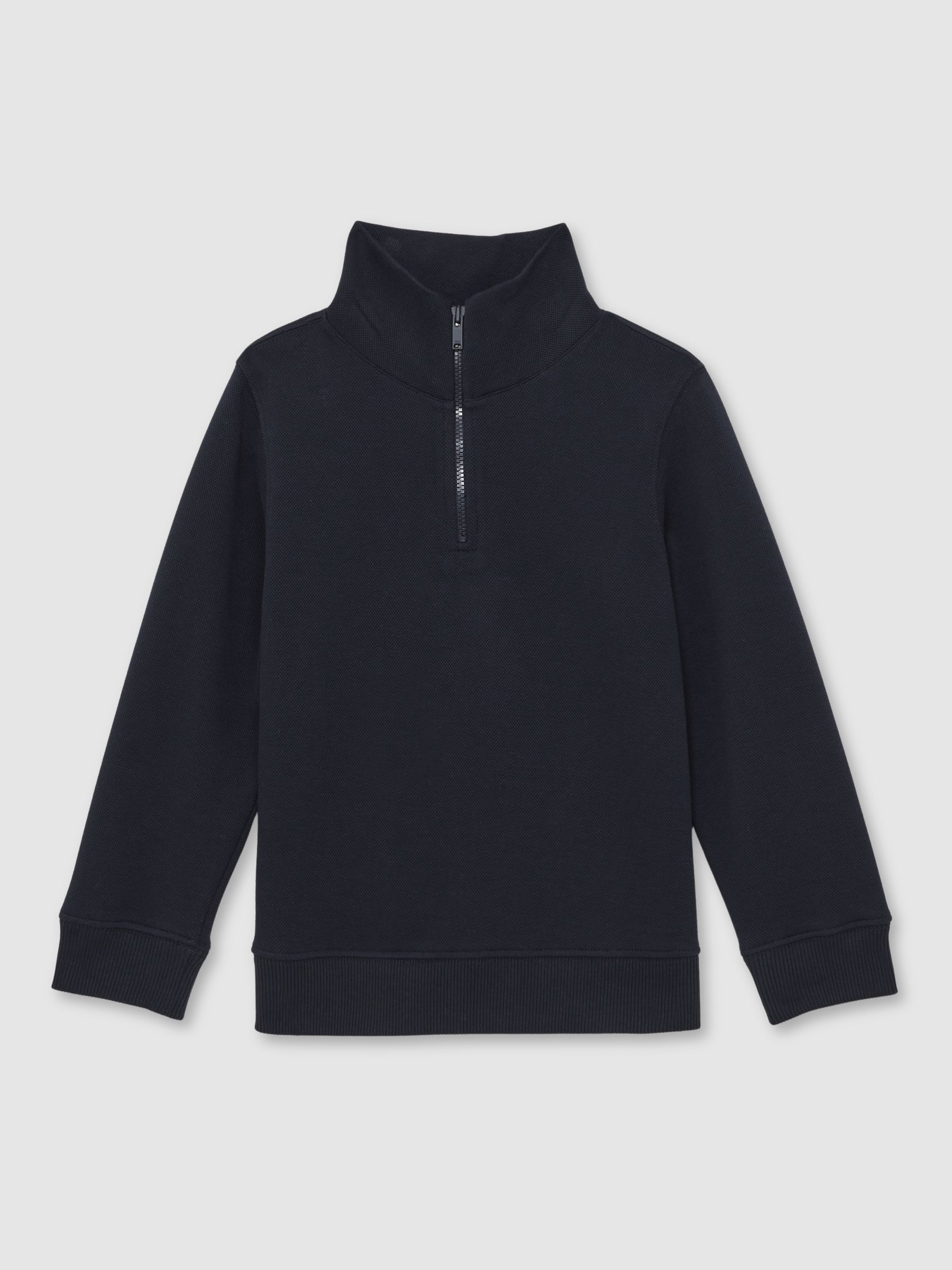 3-9 yrs Textured Half-Zip Sweatshirt with Cotton in Navy