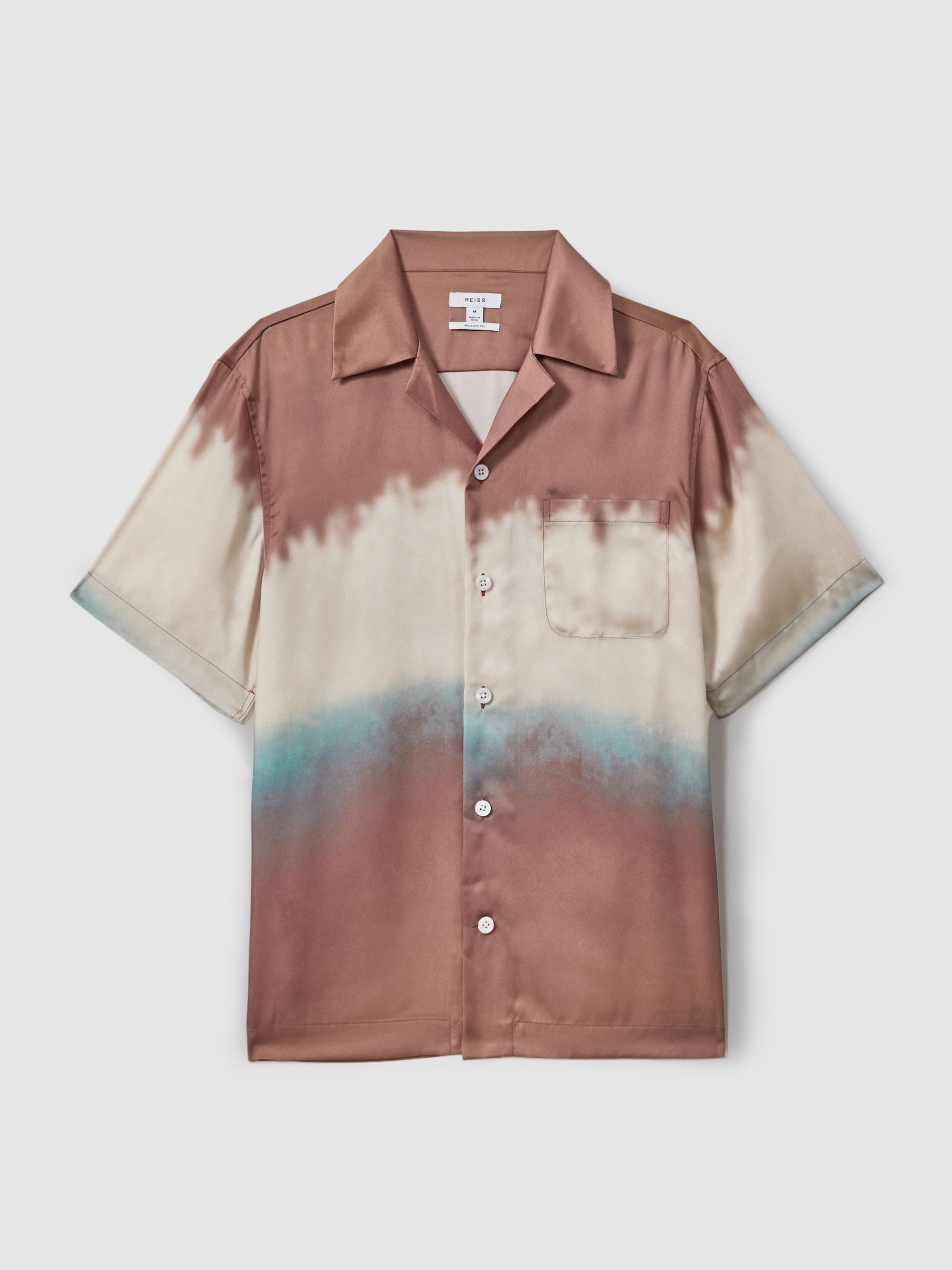 Ombre Print Cuban Collar Shirt in Tobacco