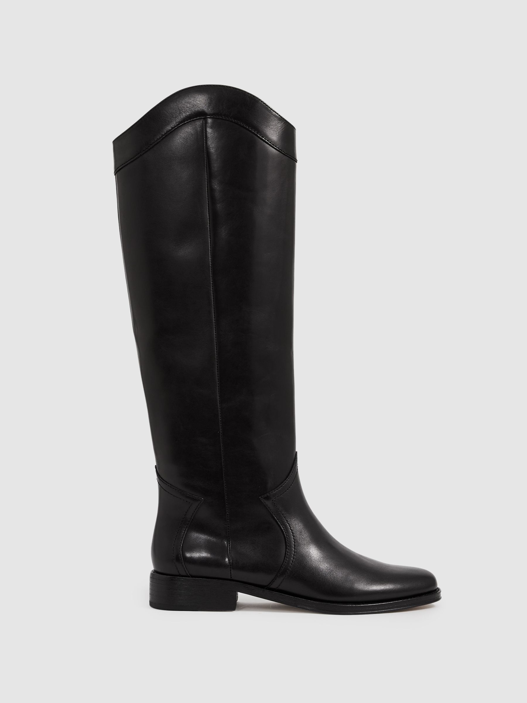 Paige Leather Knee-High Riding Boots in Black