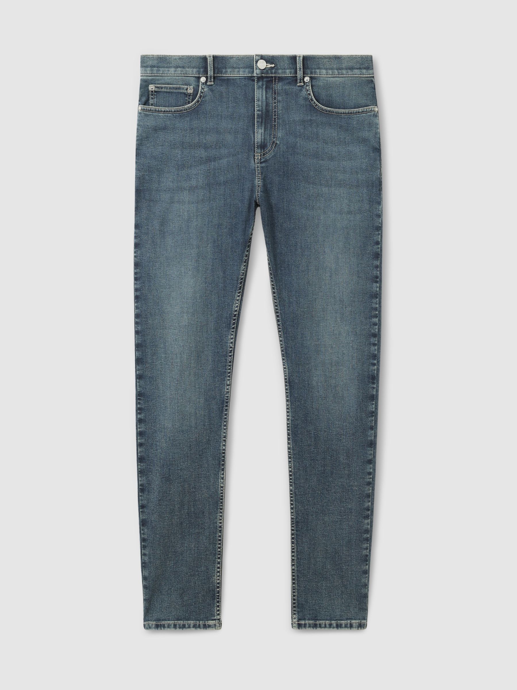 Skinny-Fit Jeans in Washed Indigo Grey Cast