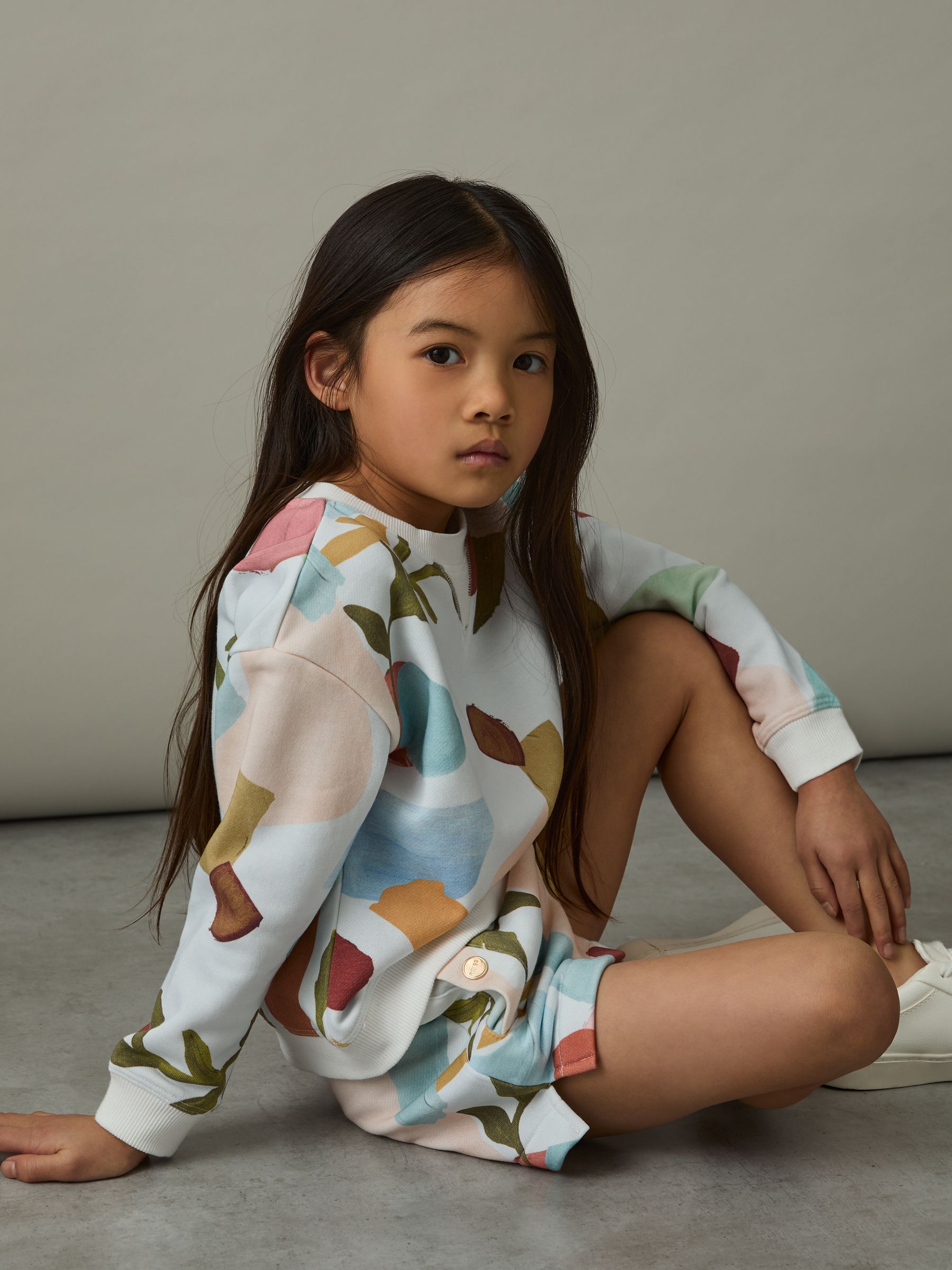13-14 yrs Abstract-Print Sweatshirt And Shorts Set in Multi