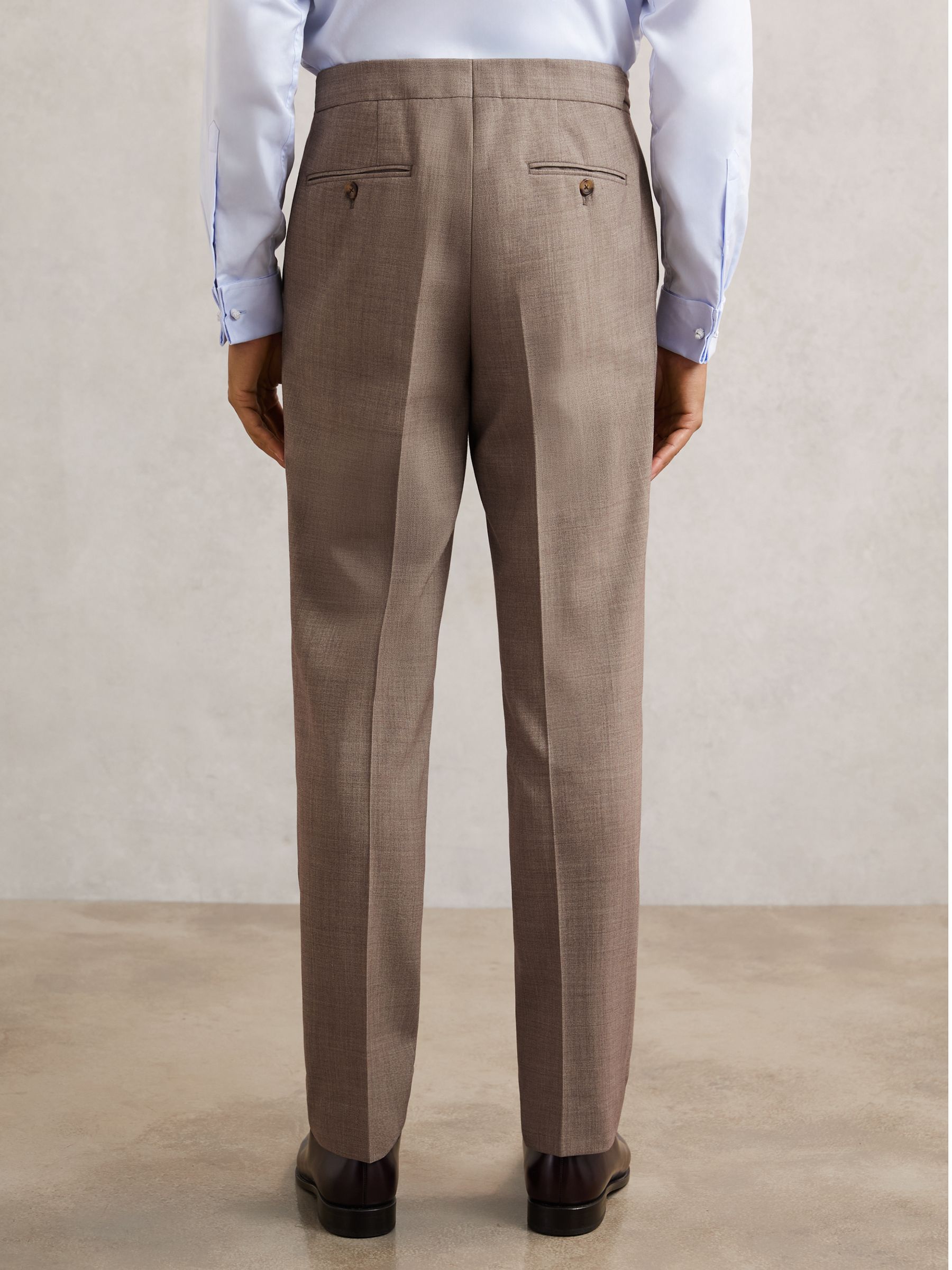 Slim-Fit Textured Suit Trousers With Wool in Brown