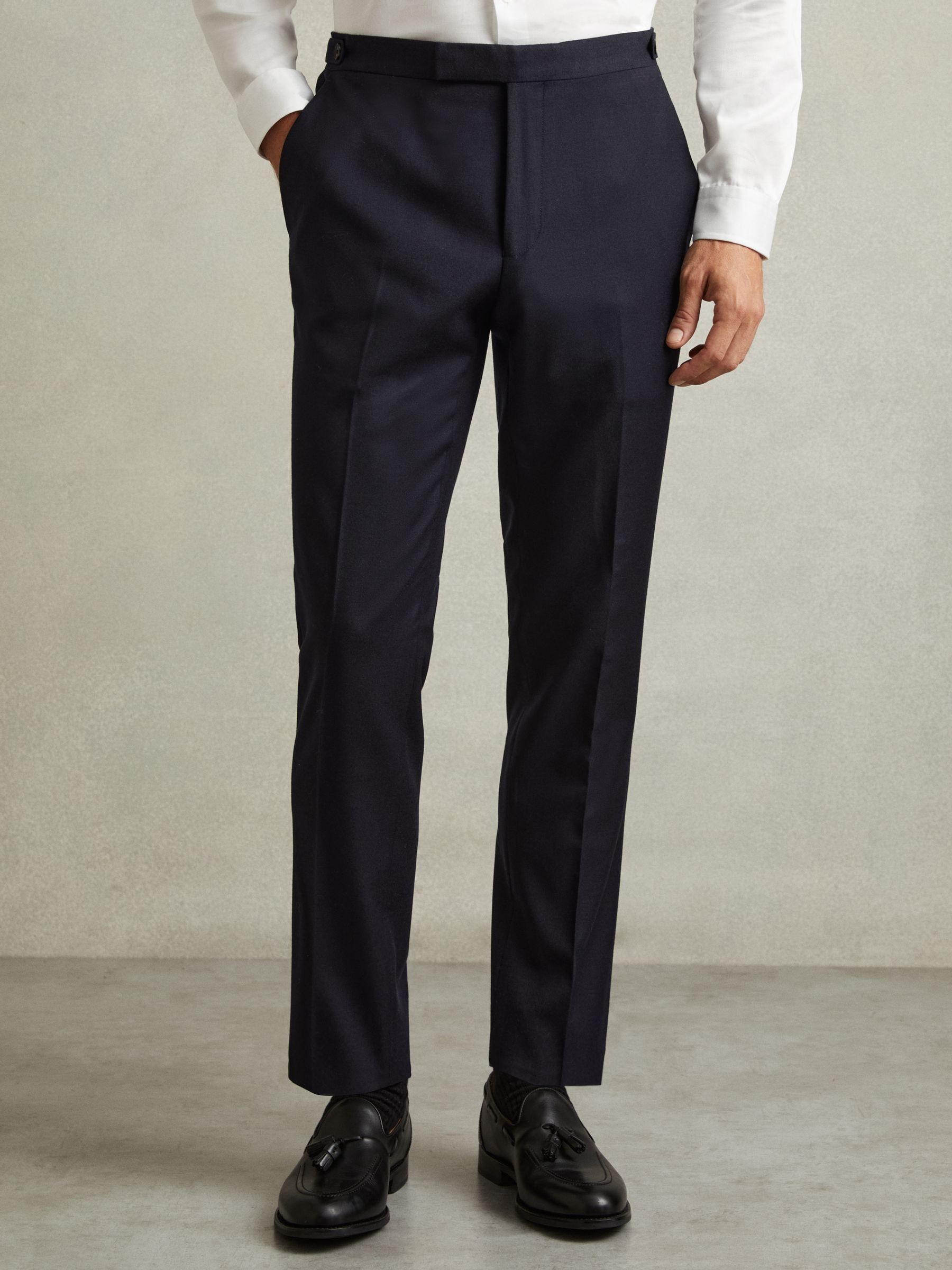 Wool-Blend Flannel Suit Trousers in Navy