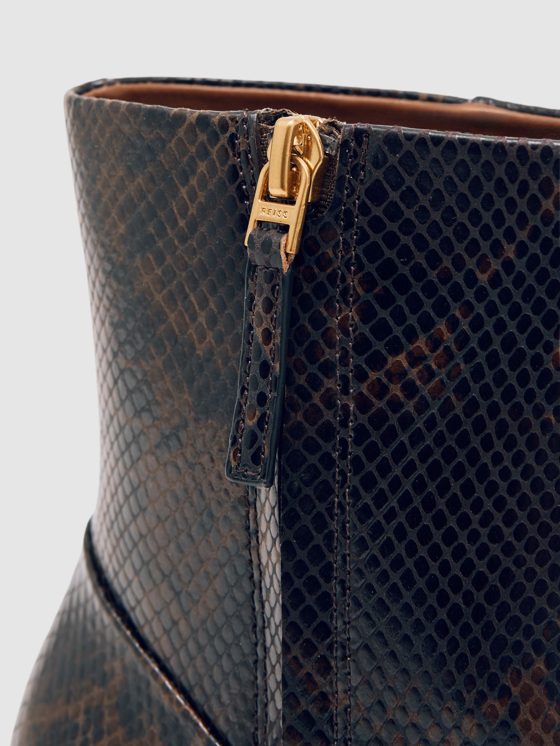 Knee High Leather Boots in Snake