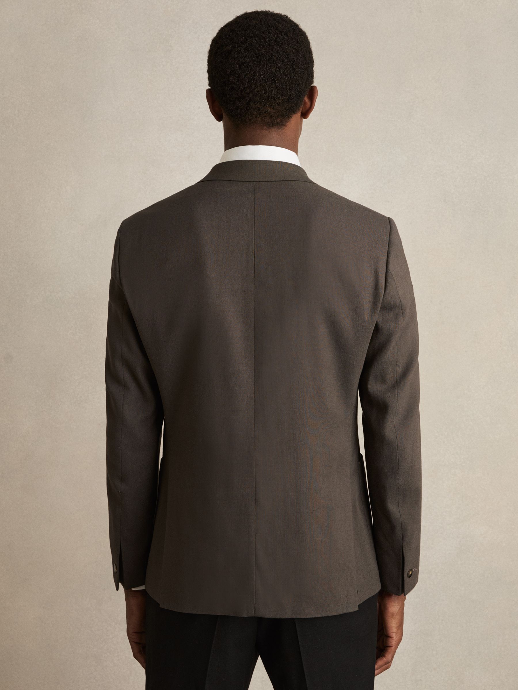 Slim Fit Double Breasted Suit Blazer in Dark Green