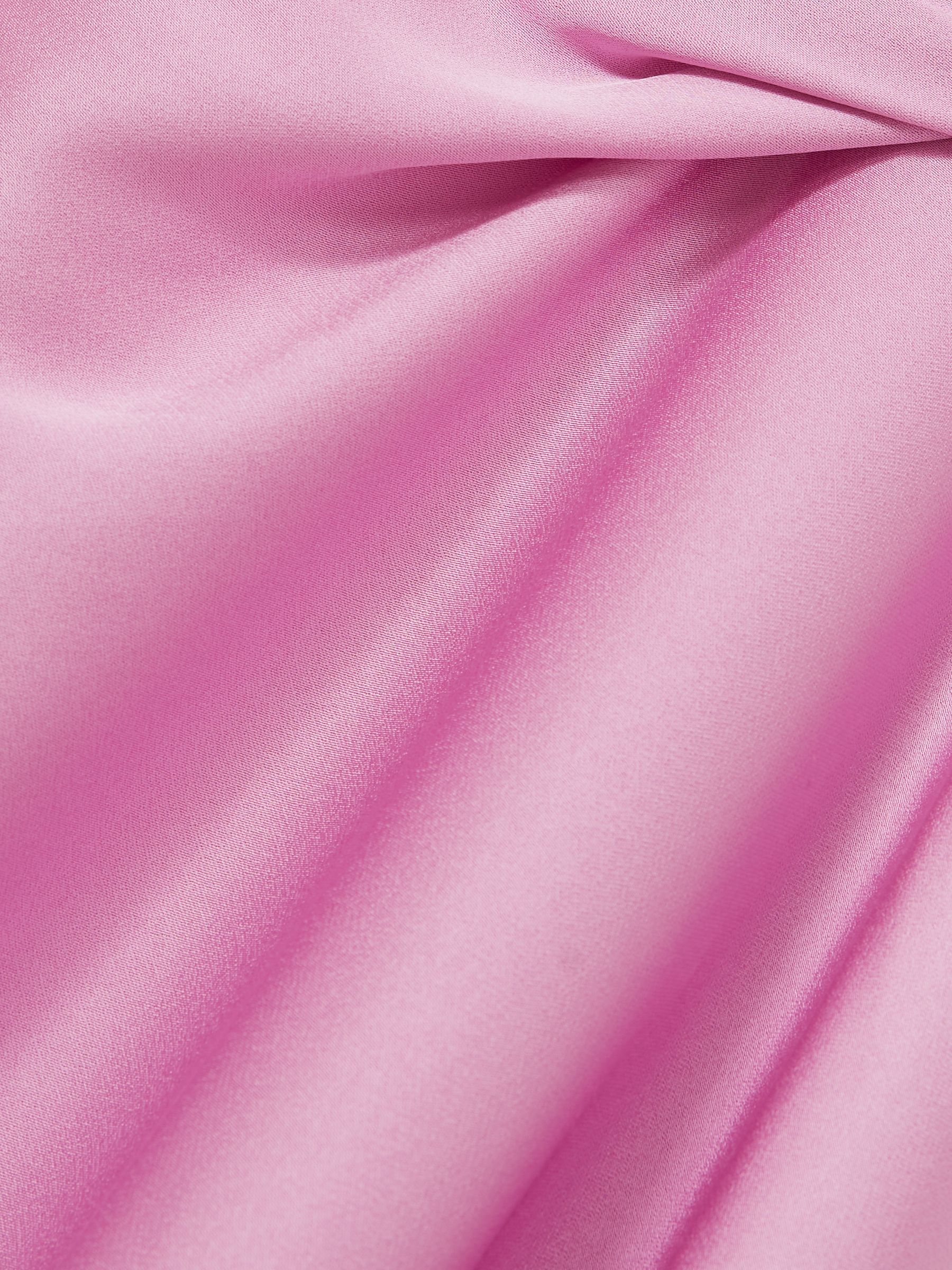 Satin Drape-Detail Slip Dress in Pink