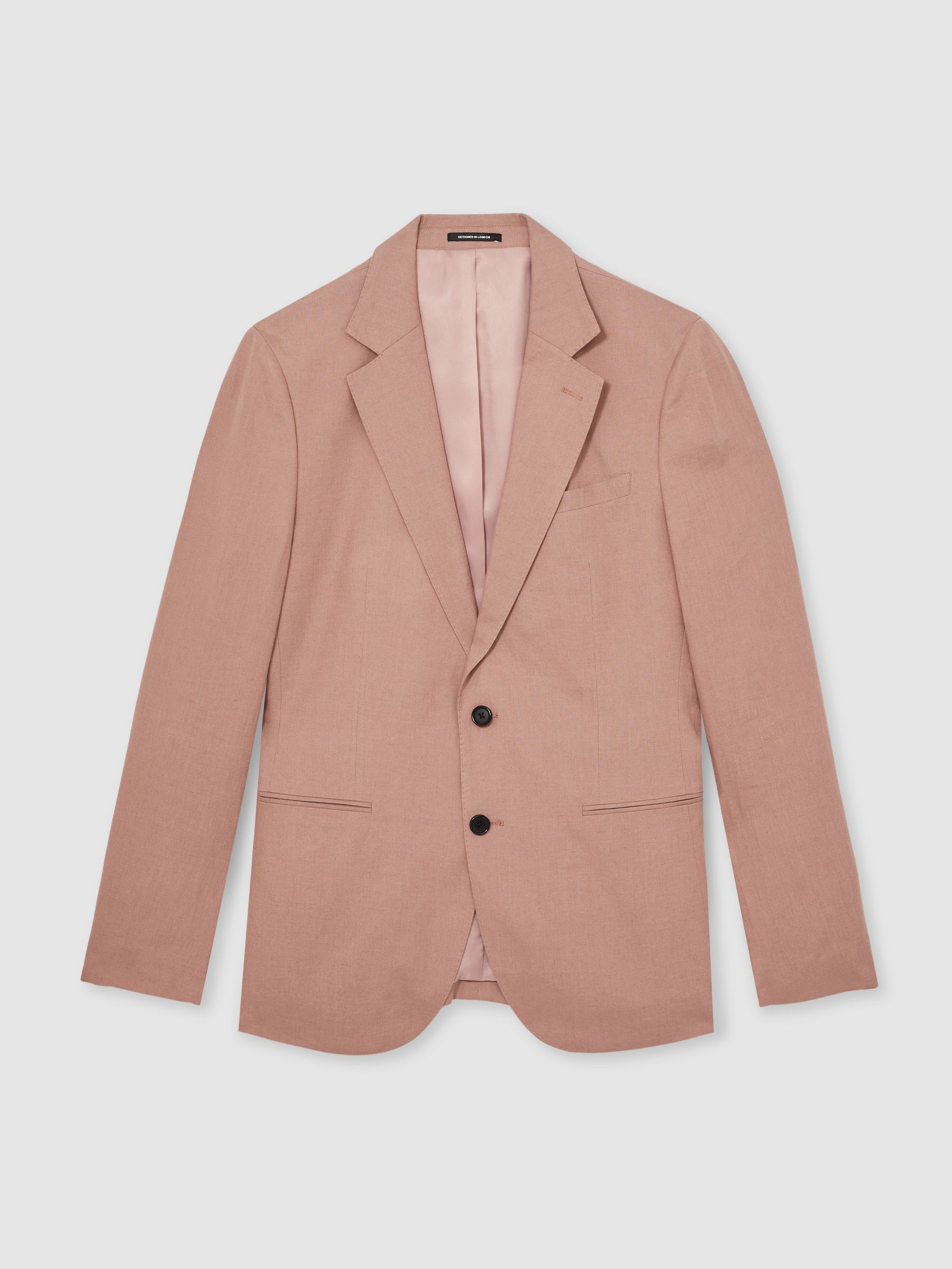 Single-Breasted Linen Suit Blazer Slim Fit in Rose Pink