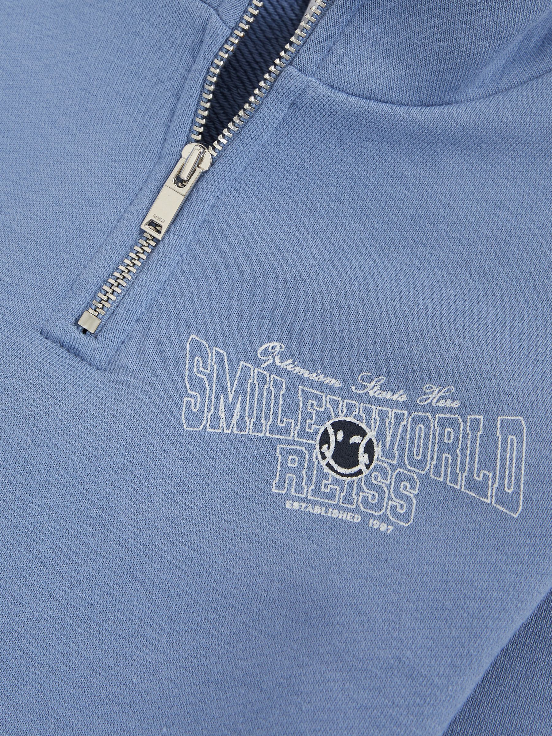 13-14 yrs SmileyWorld | Reiss Half-Zip Sweatshirt Unisex Fit in Blue