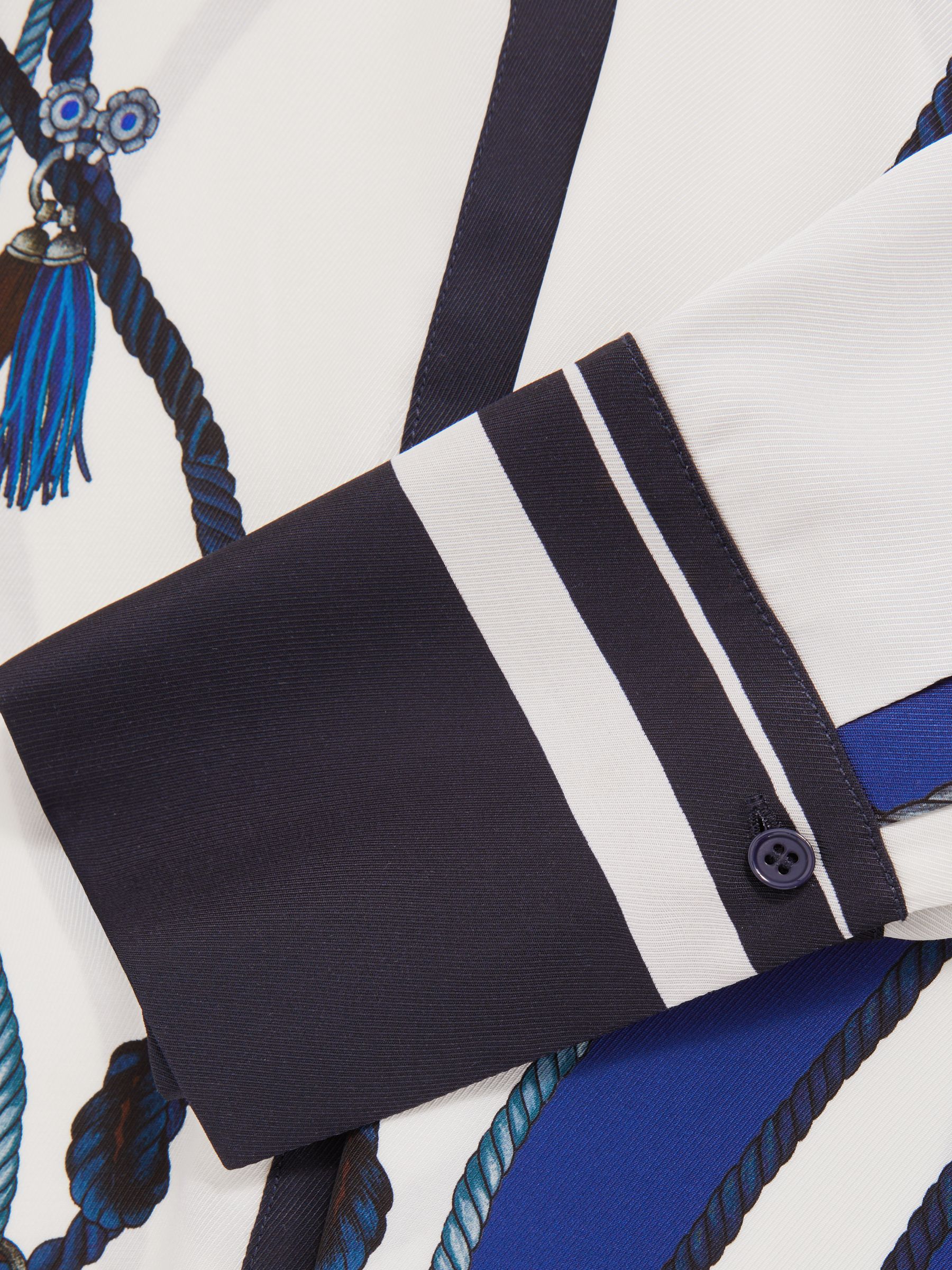 Scarf Print Colourblock Shirt in Navy