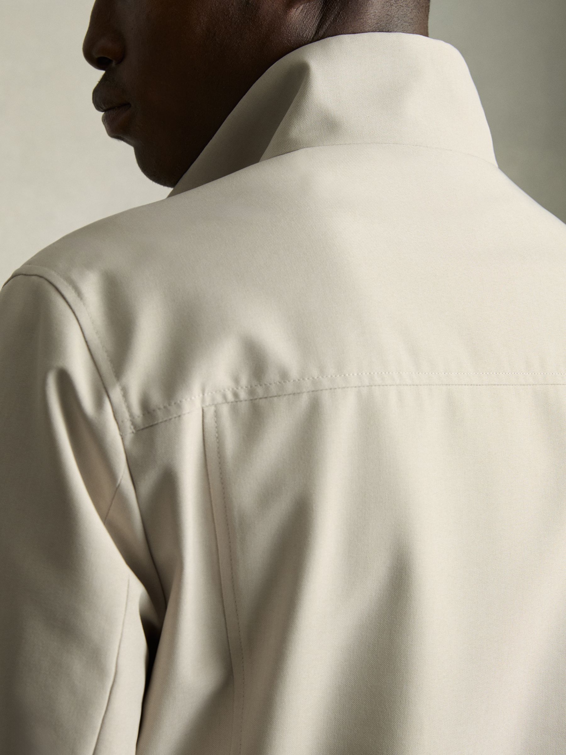 Zip-Through Funnel-Neck Jacket in Stone