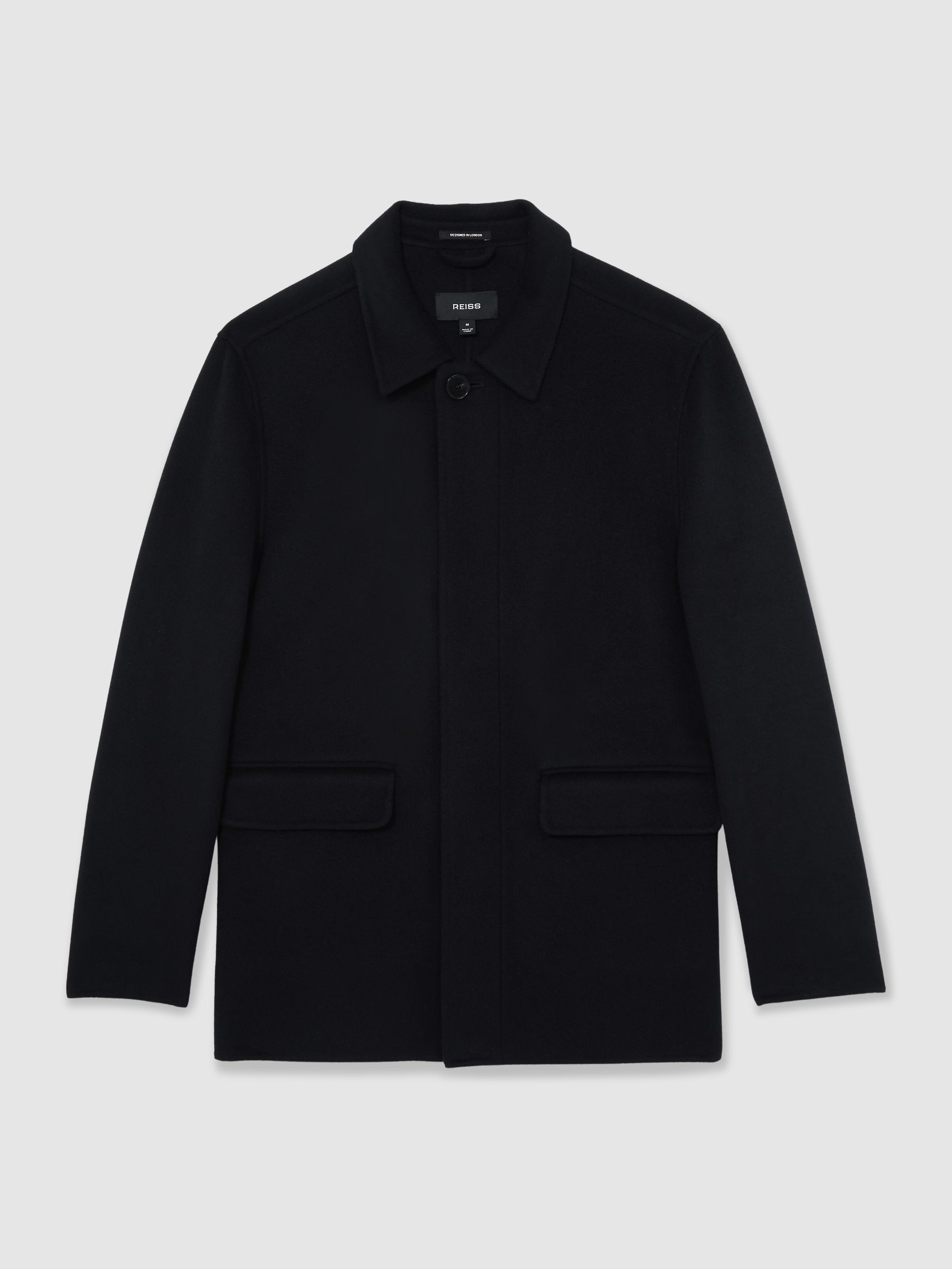 Wool Blend Double Face Button Jacket in Navy