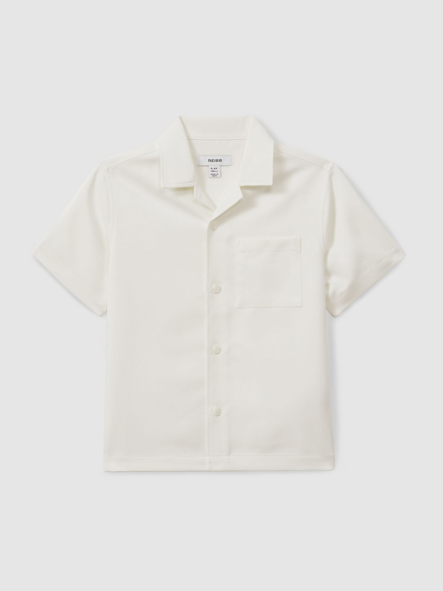 3-9 yrs Twill Cuban Collar Shirt in Off White
