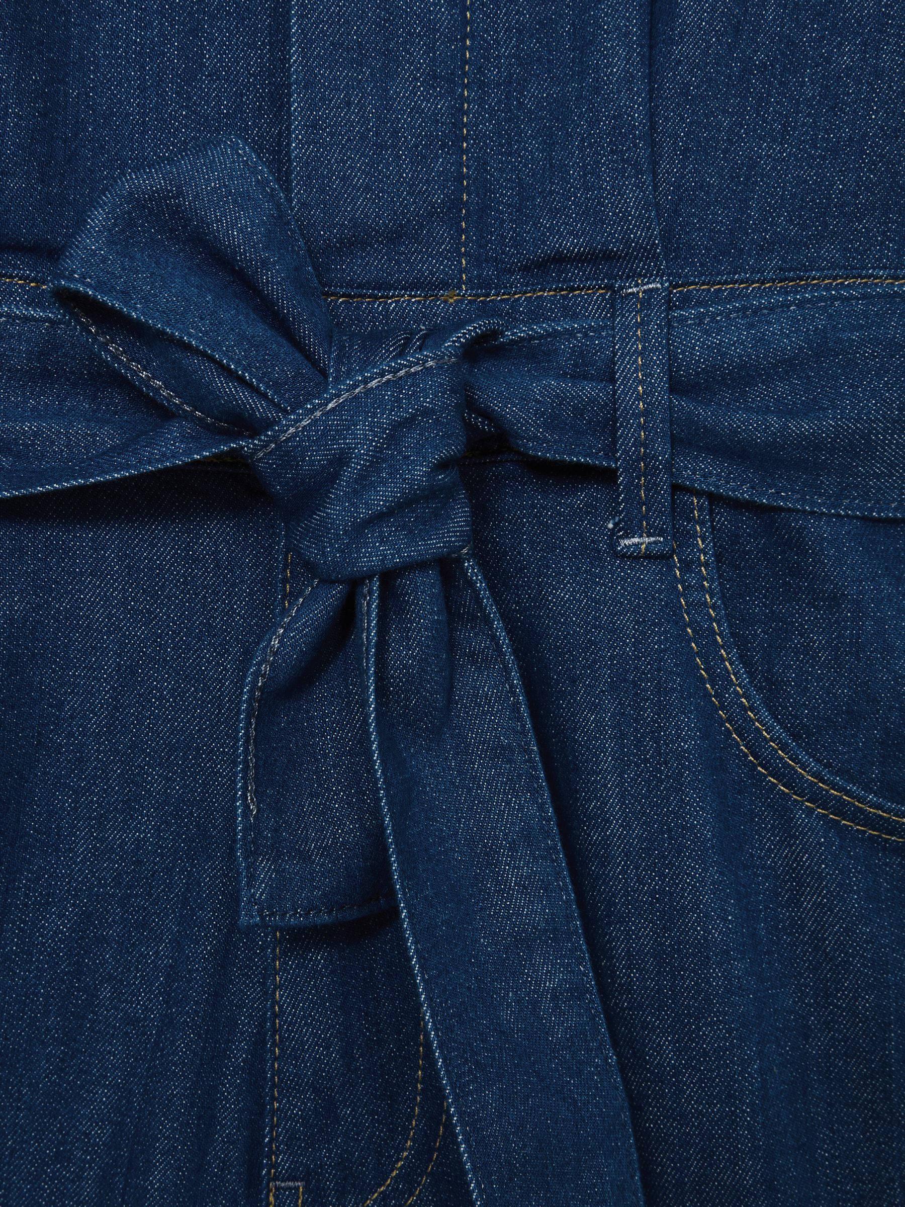 Paige Maraya Blue Wide Leg Belted Denim Jumpsuit in Maraya Blue