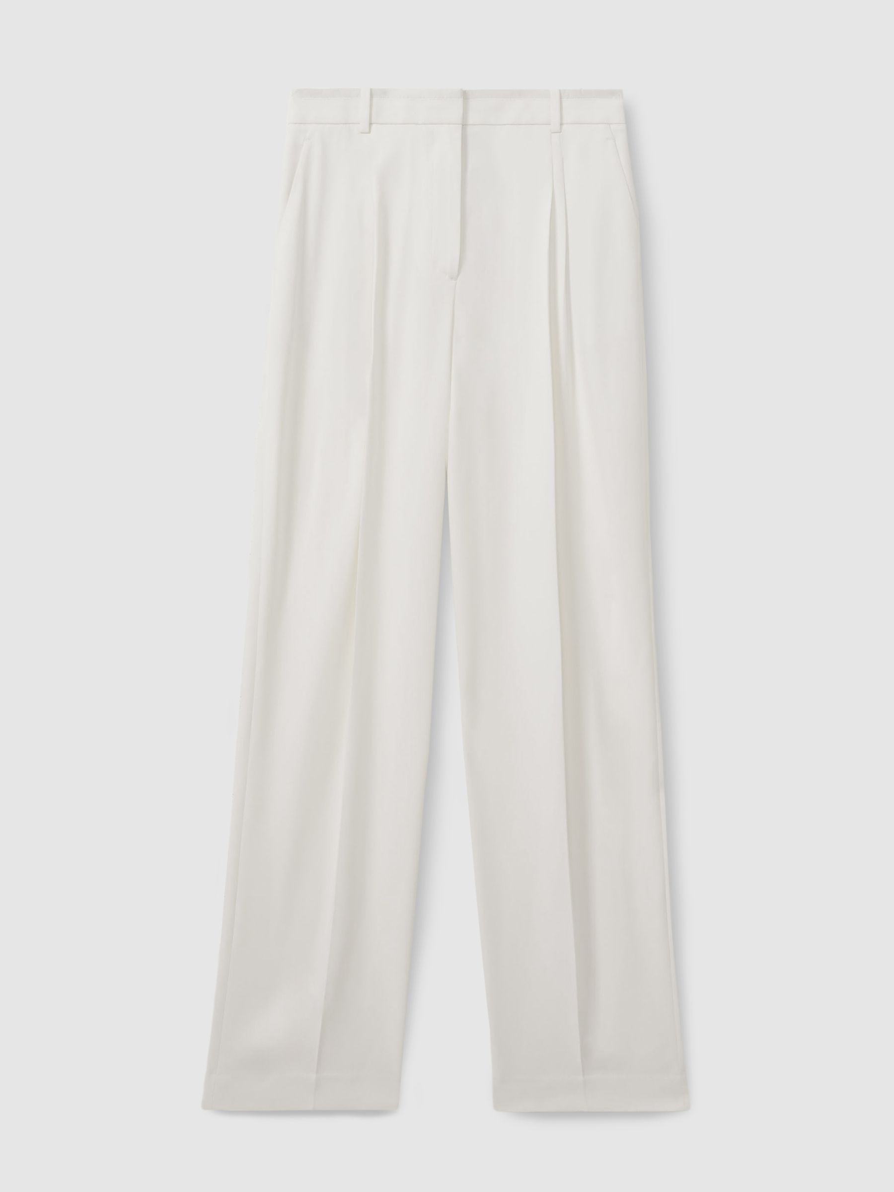 Petite Double Pleat Wide Leg Tux Trousers in Cream