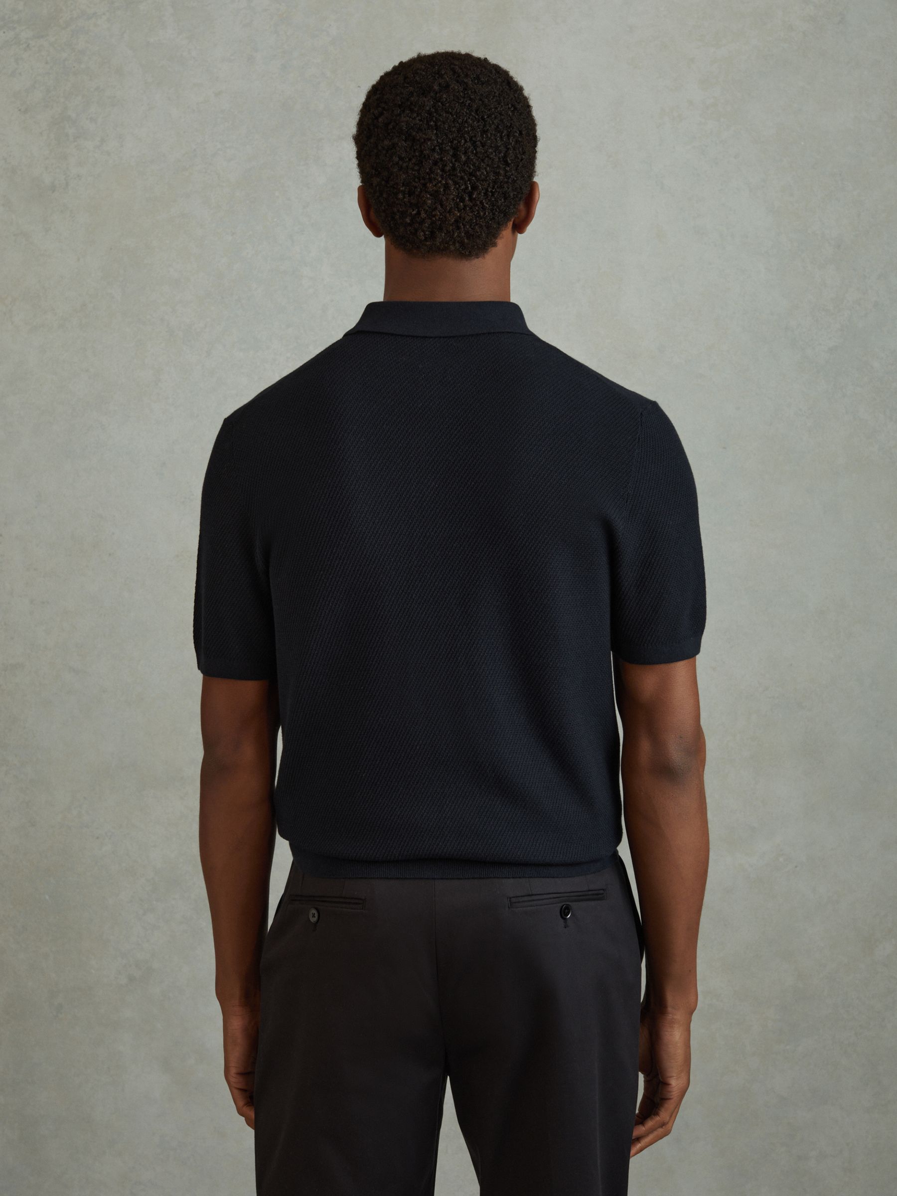 Cotton Blend Textured Shirt in Navy