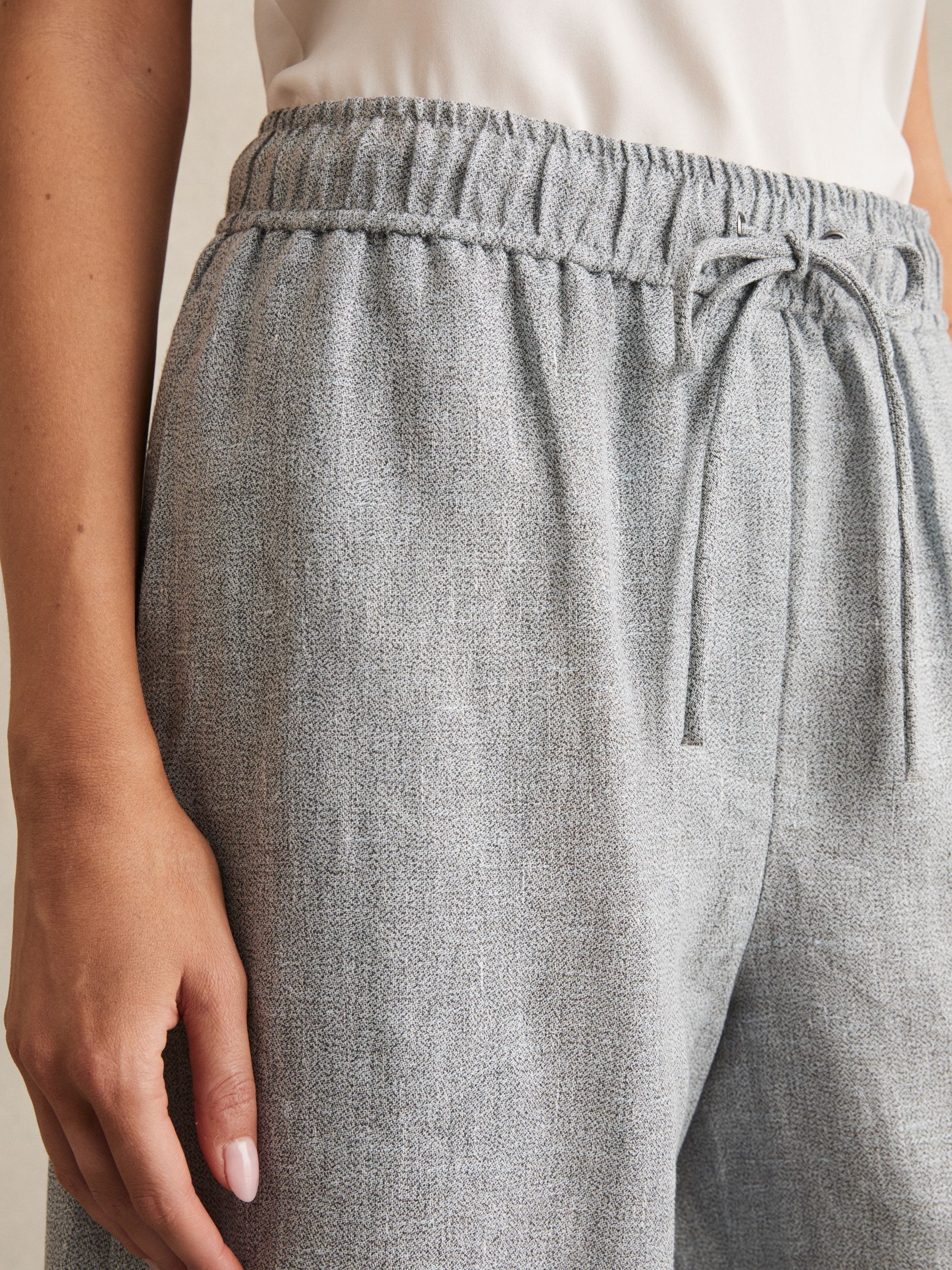 Petite Linen-Blend Wide-Leg Trousers in Blue