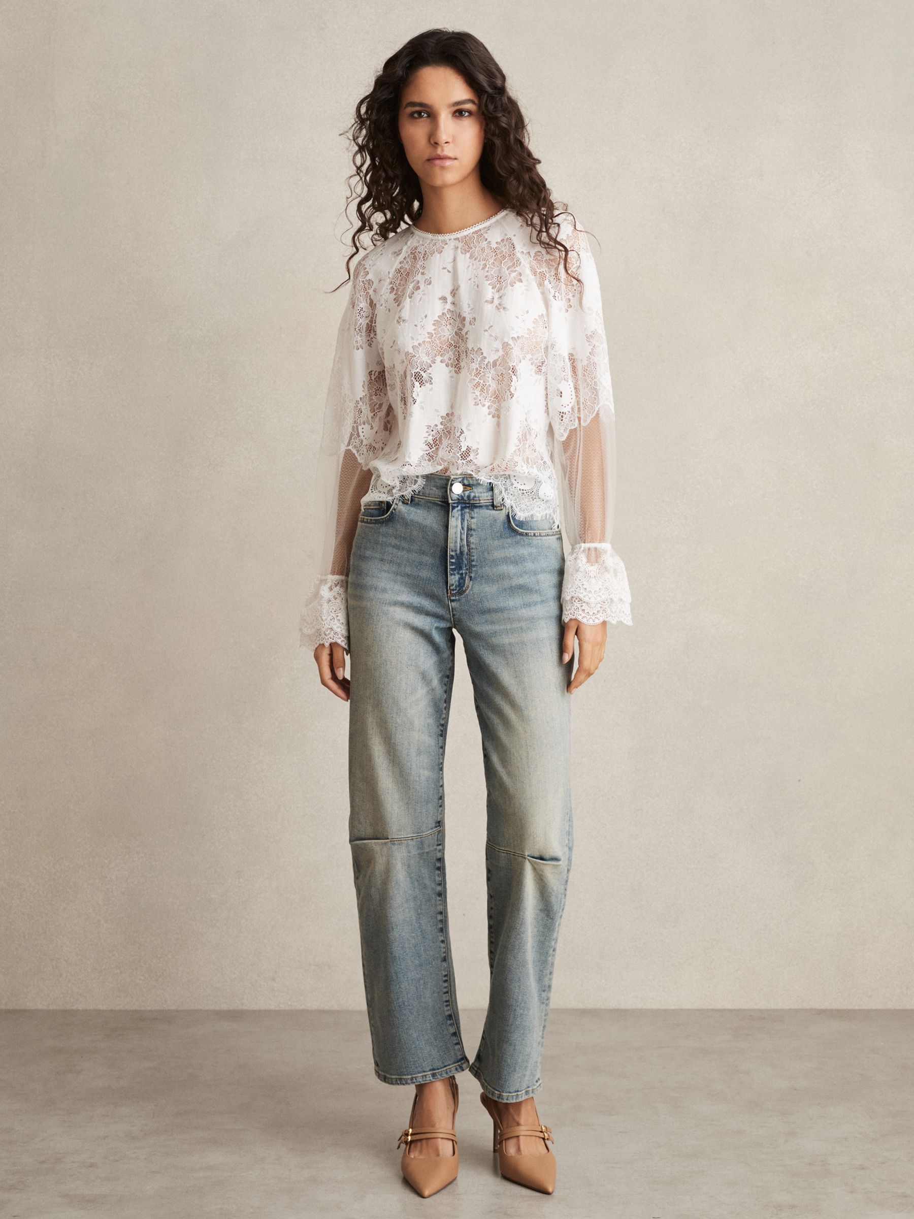 Barrel-Leg Dart Jeans in Light Blue