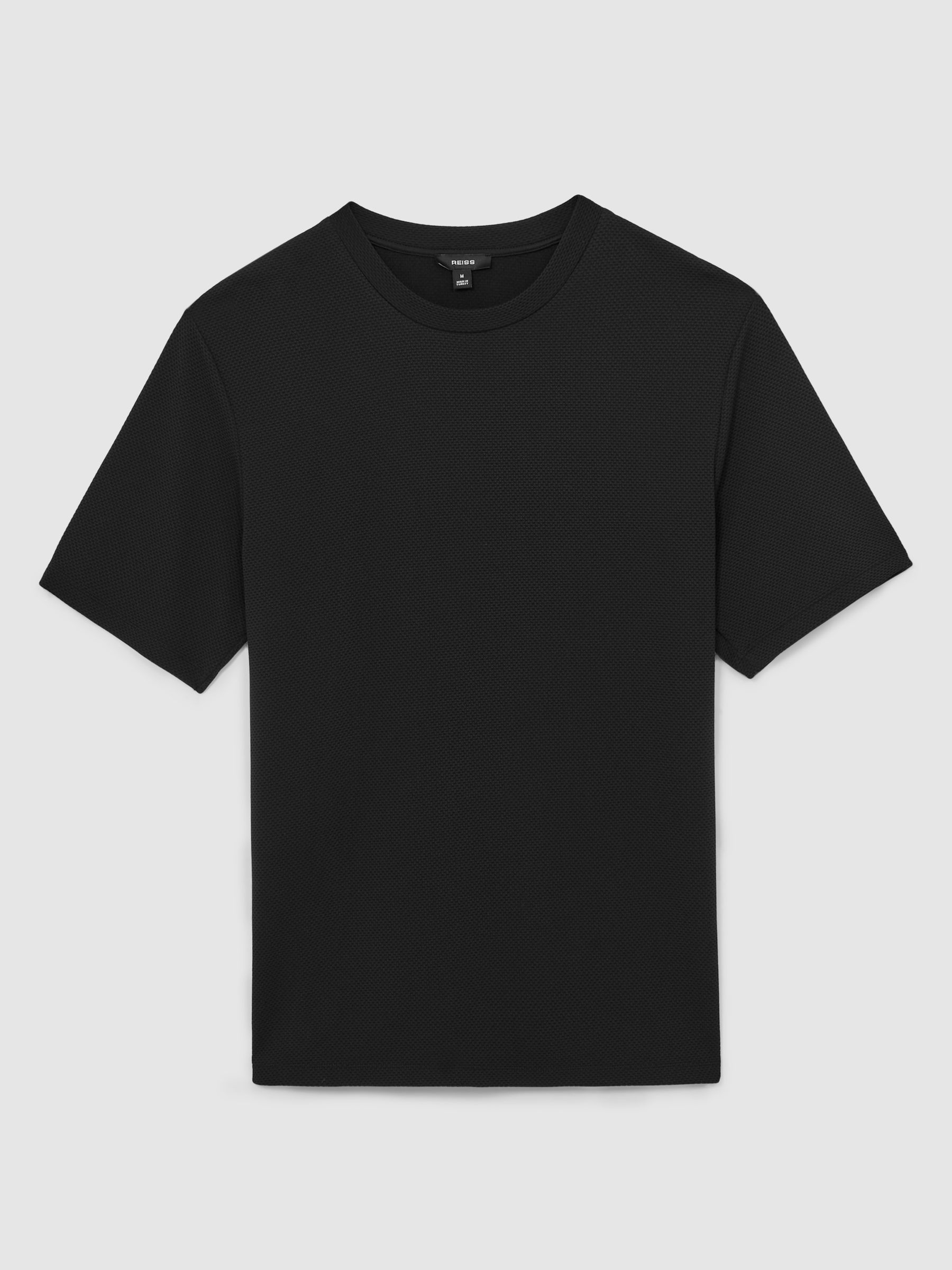 Textured Crew-Neck T-Shirt in Black