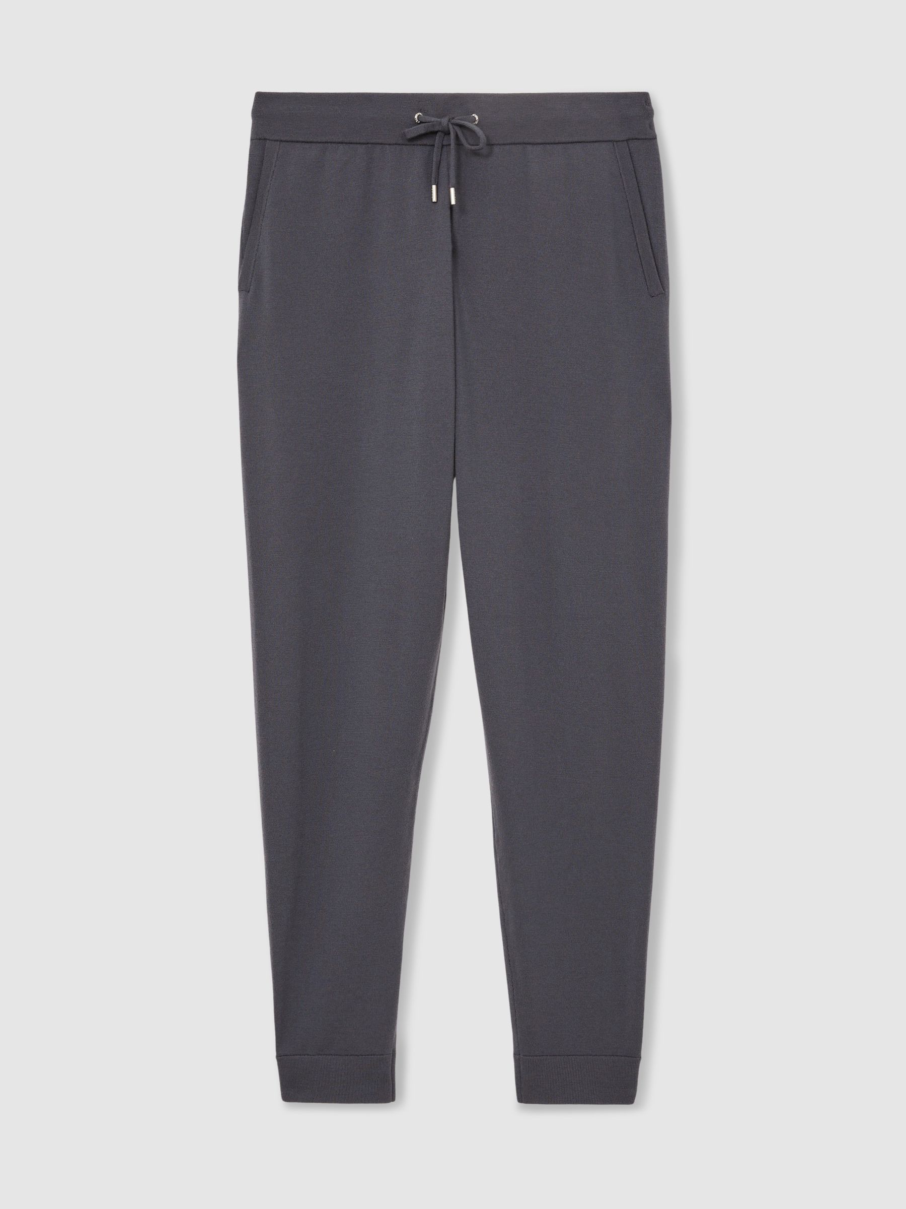 Merino-Blend Stretch Joggers in Blackened Blue
