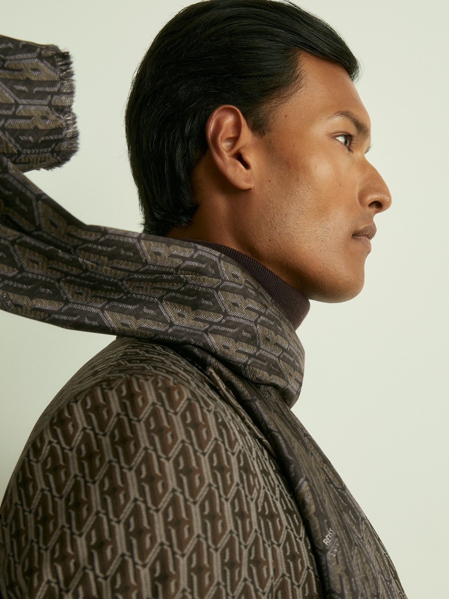 Silk-Twill Monogram-Jacquard Dress Scarf in Dark Multi